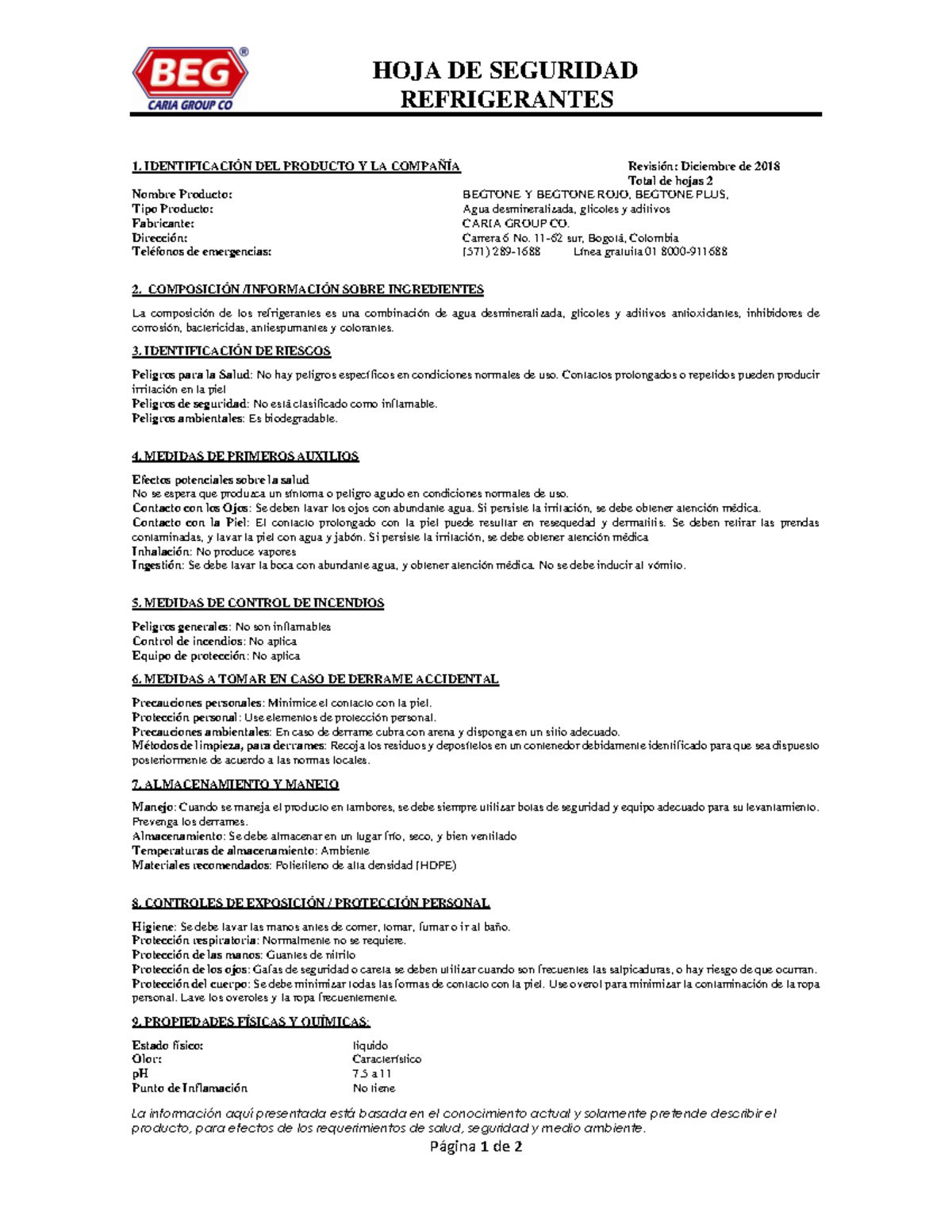 HOJA DE Seguridad Refrigerantes Warning TT undefined function 32