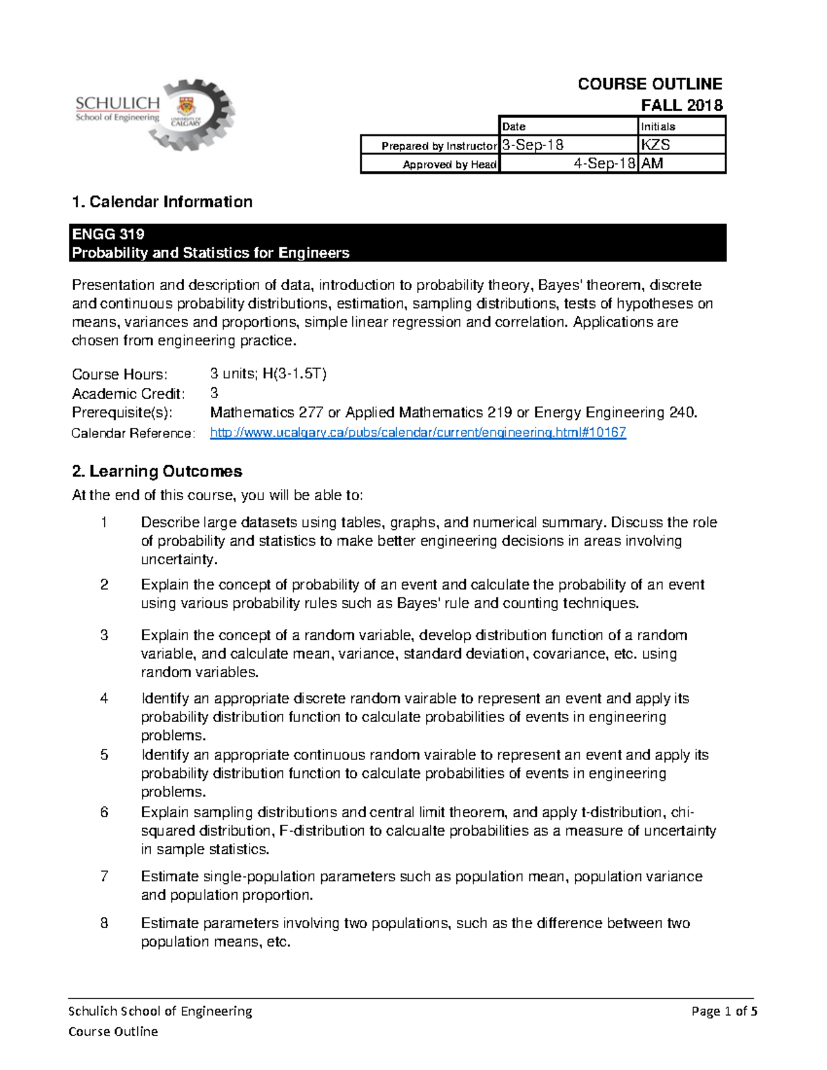 Course Outline - COURSE OUTLINE FALL 2018 Date Prepared by Instructor ...