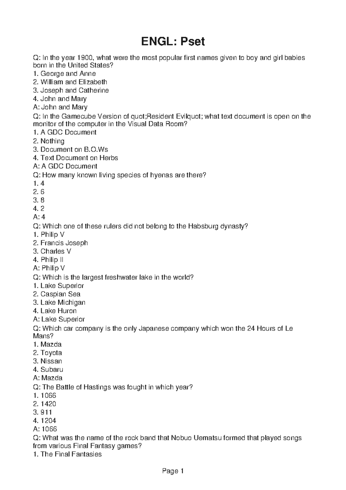 ENGL116 Lecture Notes 1 - ENGL: Pset Q: In the year 1900, what were the ...