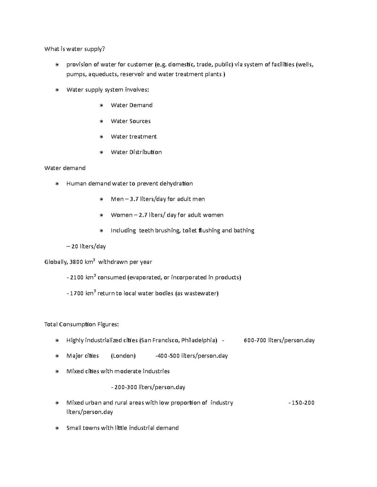 Lecture 2 This Document Is All About WATER What Is Water Supply 