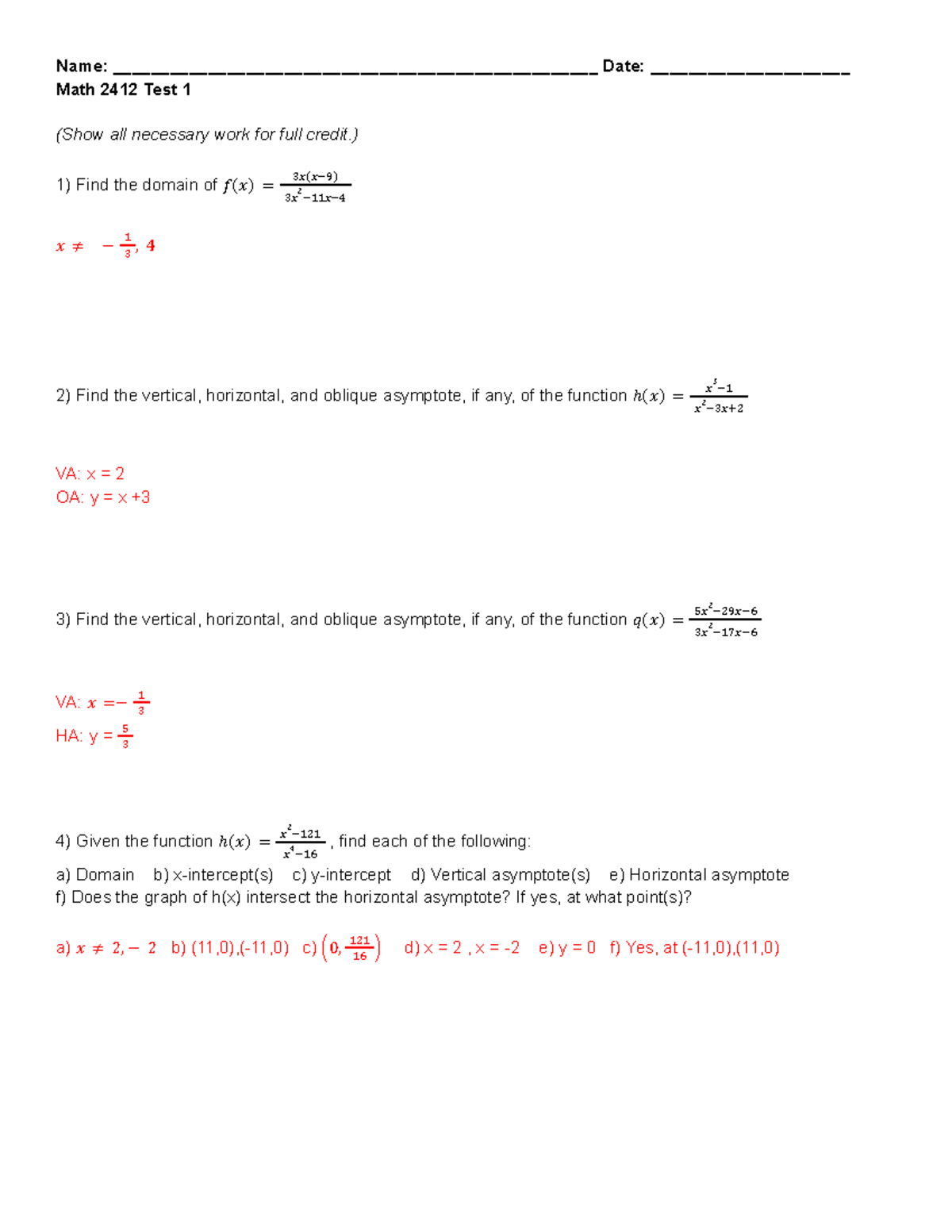 Test 1 (Answers)1 1st Test answers Name