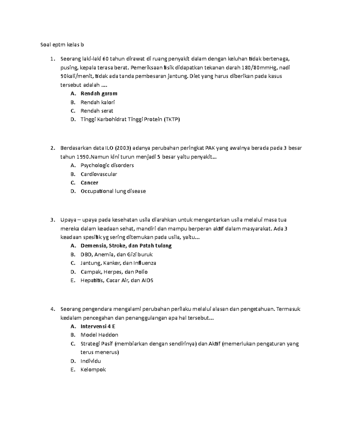 Epidemiologi Penyakit Tidak Menular - Soal Eptm Kelas B Seorang Laki ...