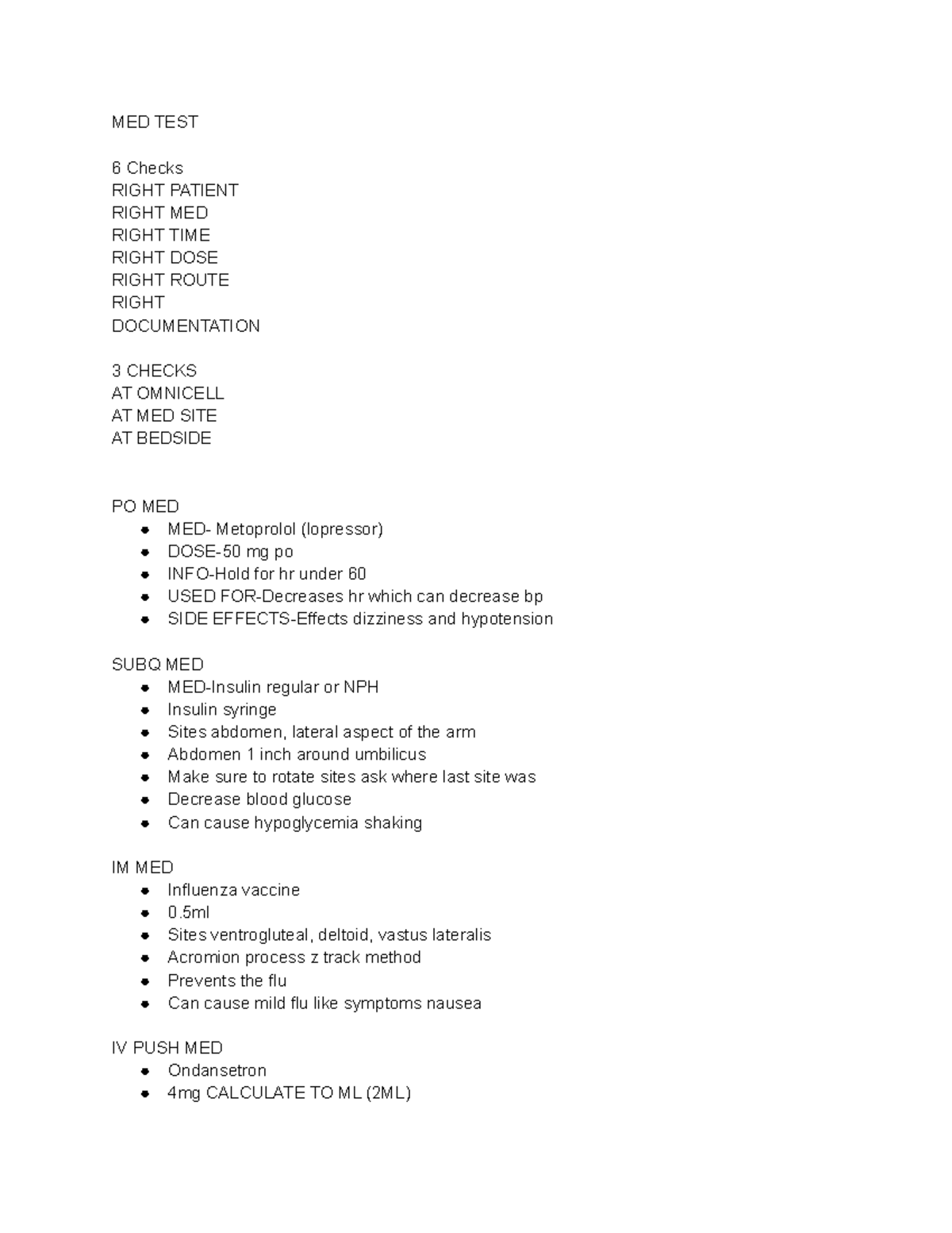 MED TEST nur 204 lab medication practicum study guide MED TEST 6