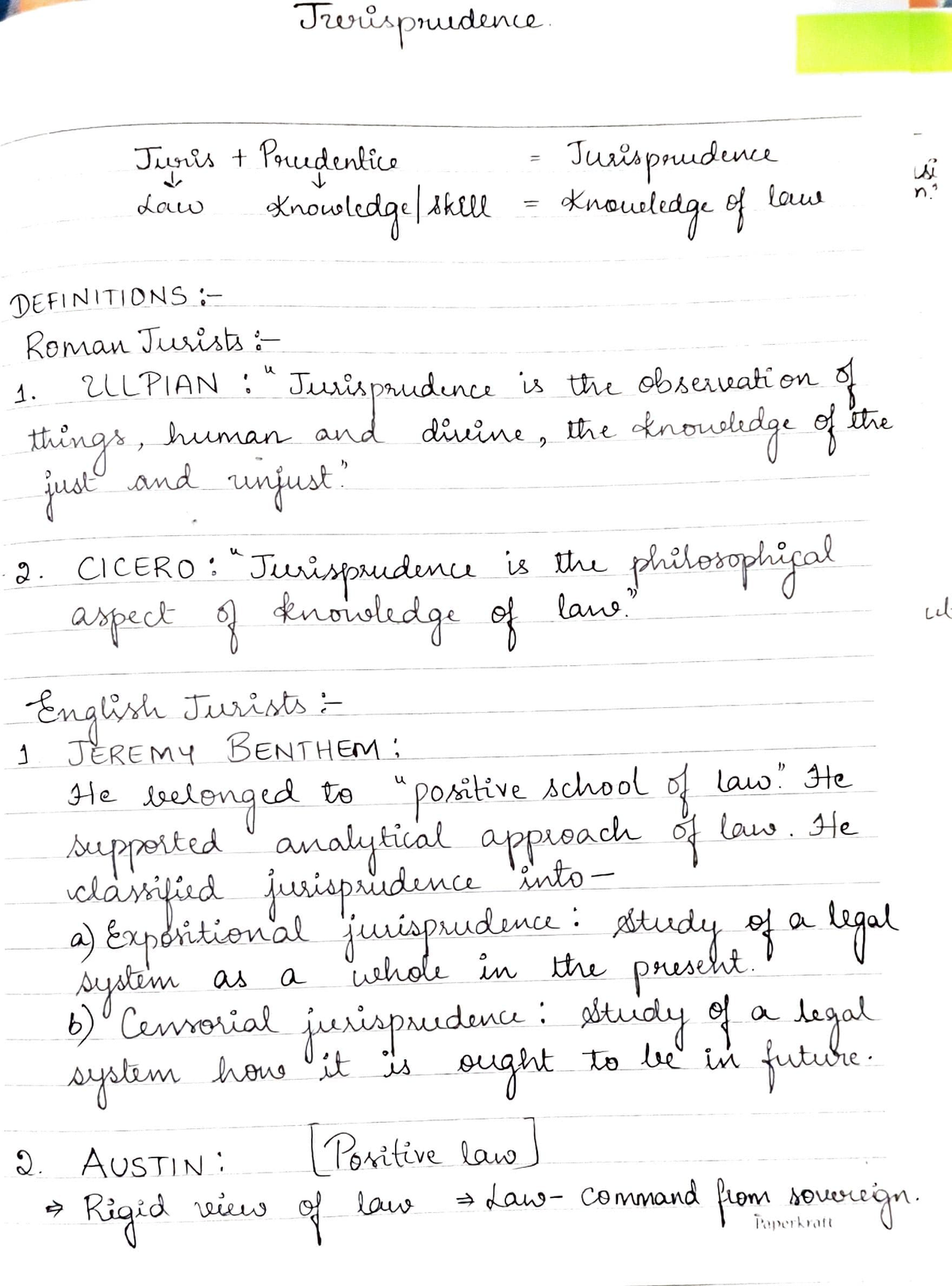 Jurisprudence Class Notes - Studocu