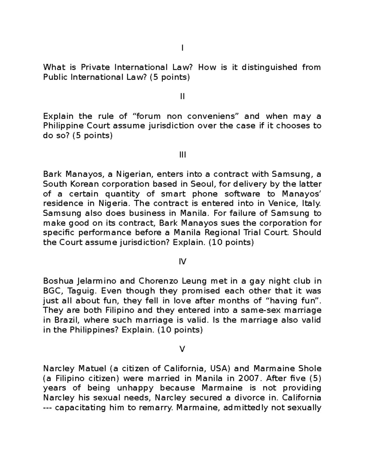 COL Midterm Exam - Sample exam - I What is Private International Law ...