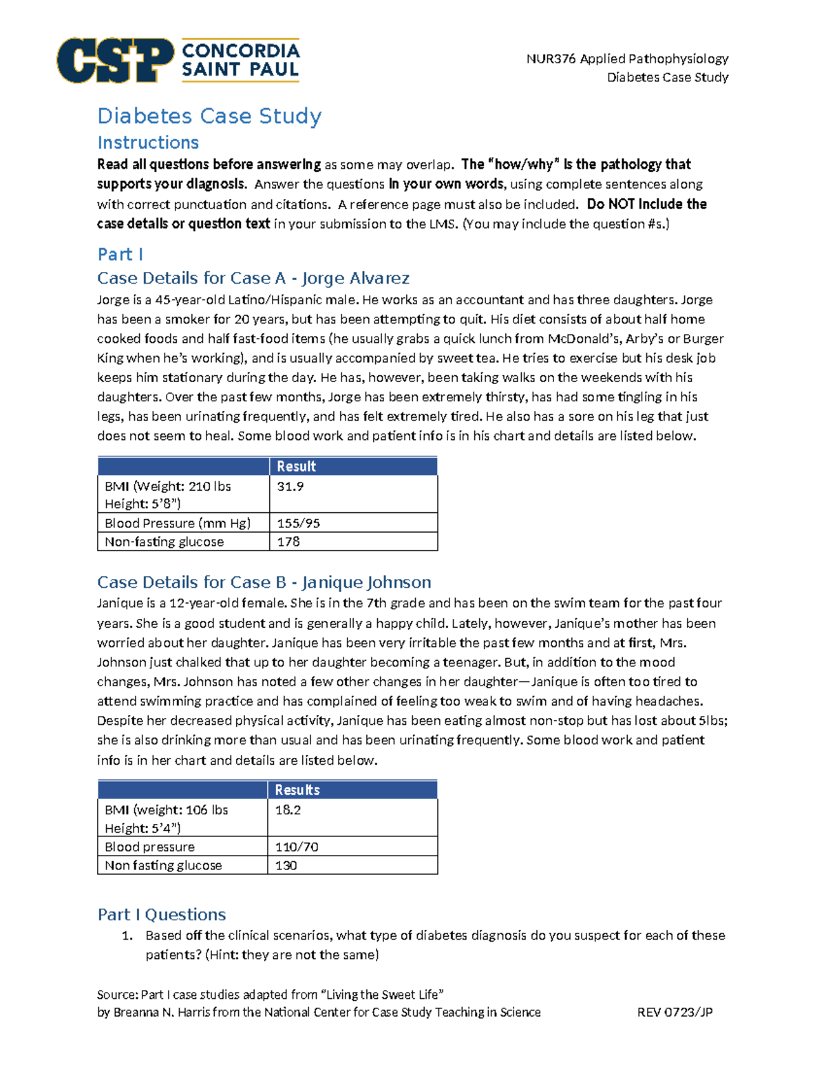 diabetes case study for nursing students