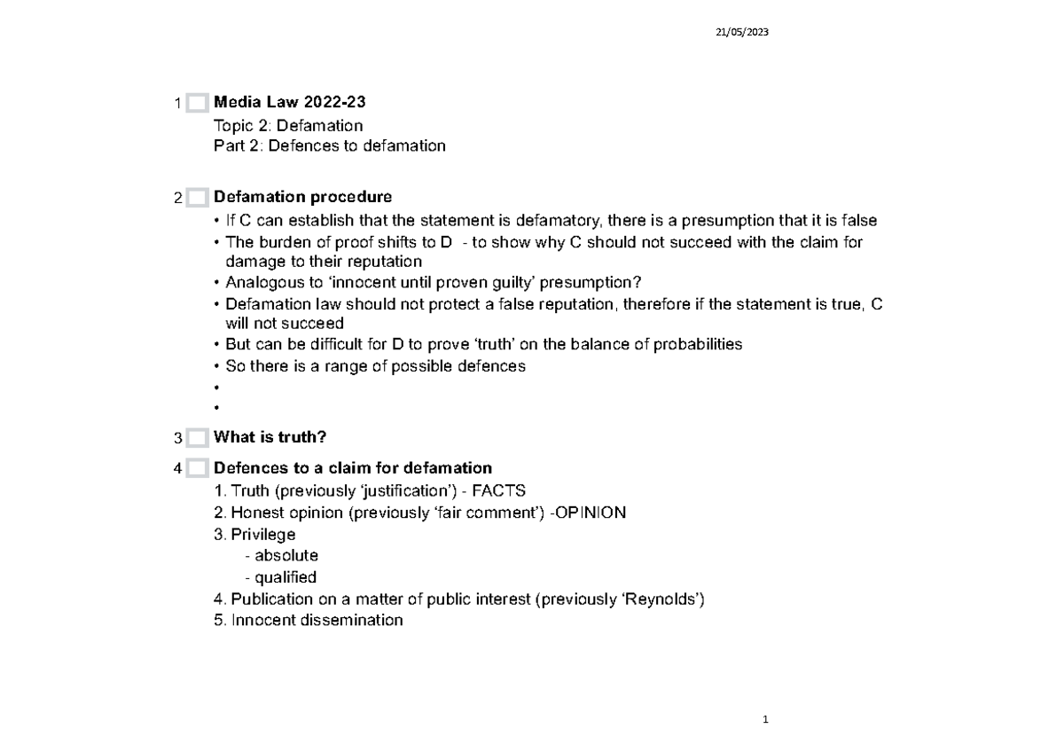 2022 2023 Defamation Defences 21 05 1 Media Law 2022 Topic 2   Thumb 1200 848 