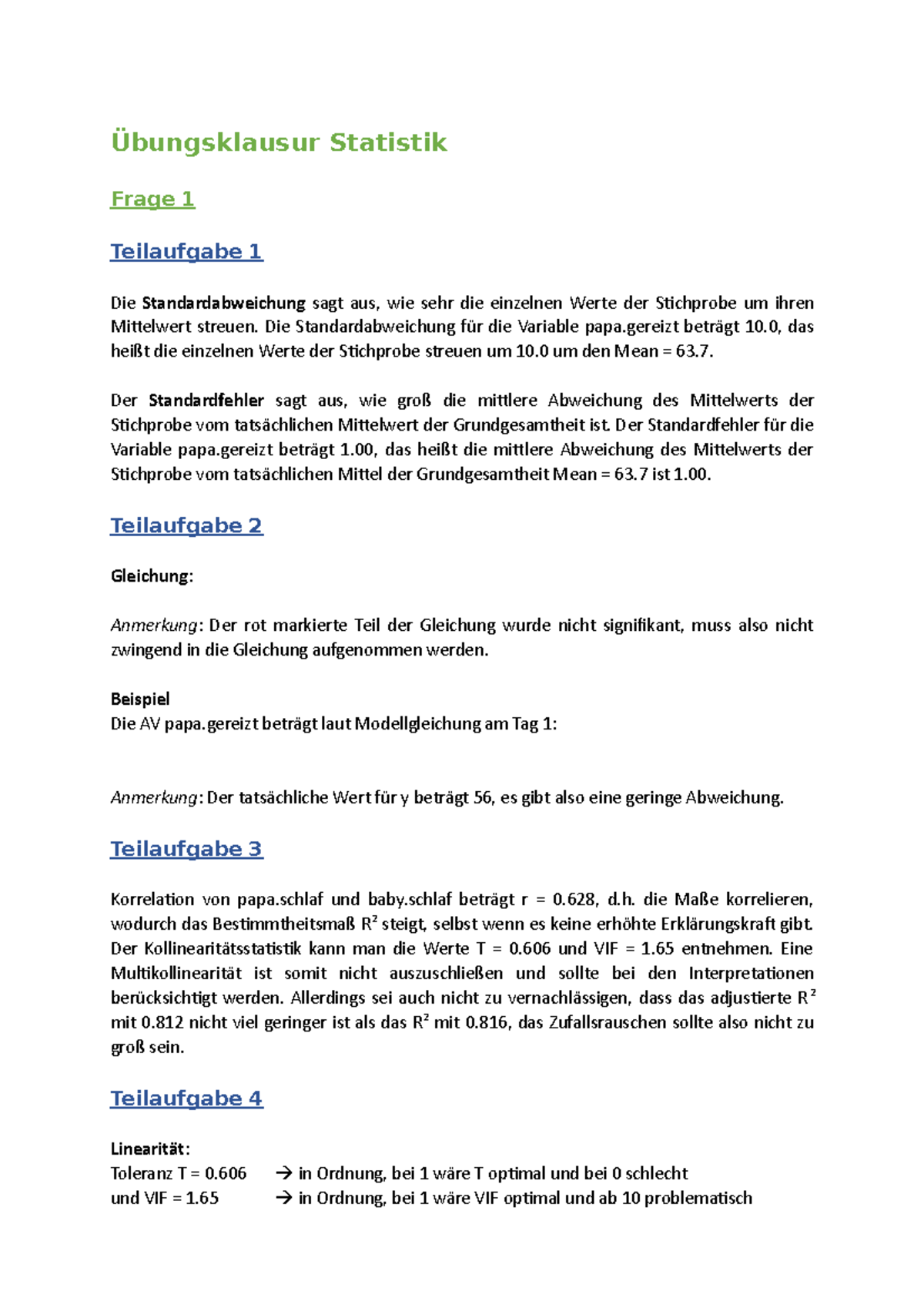 Klausur Beispiel Statistik Lösungen - Übungsklausur Statistik Frage 1 ...