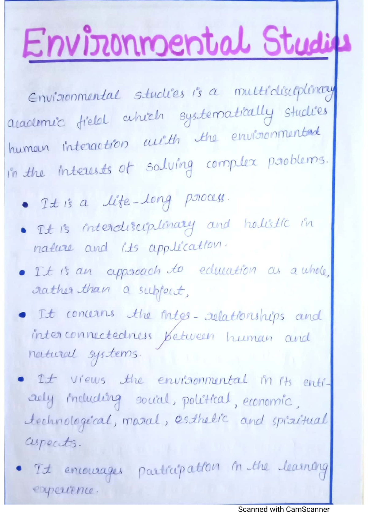 Environmental Studies - B.Ed - StuDocu