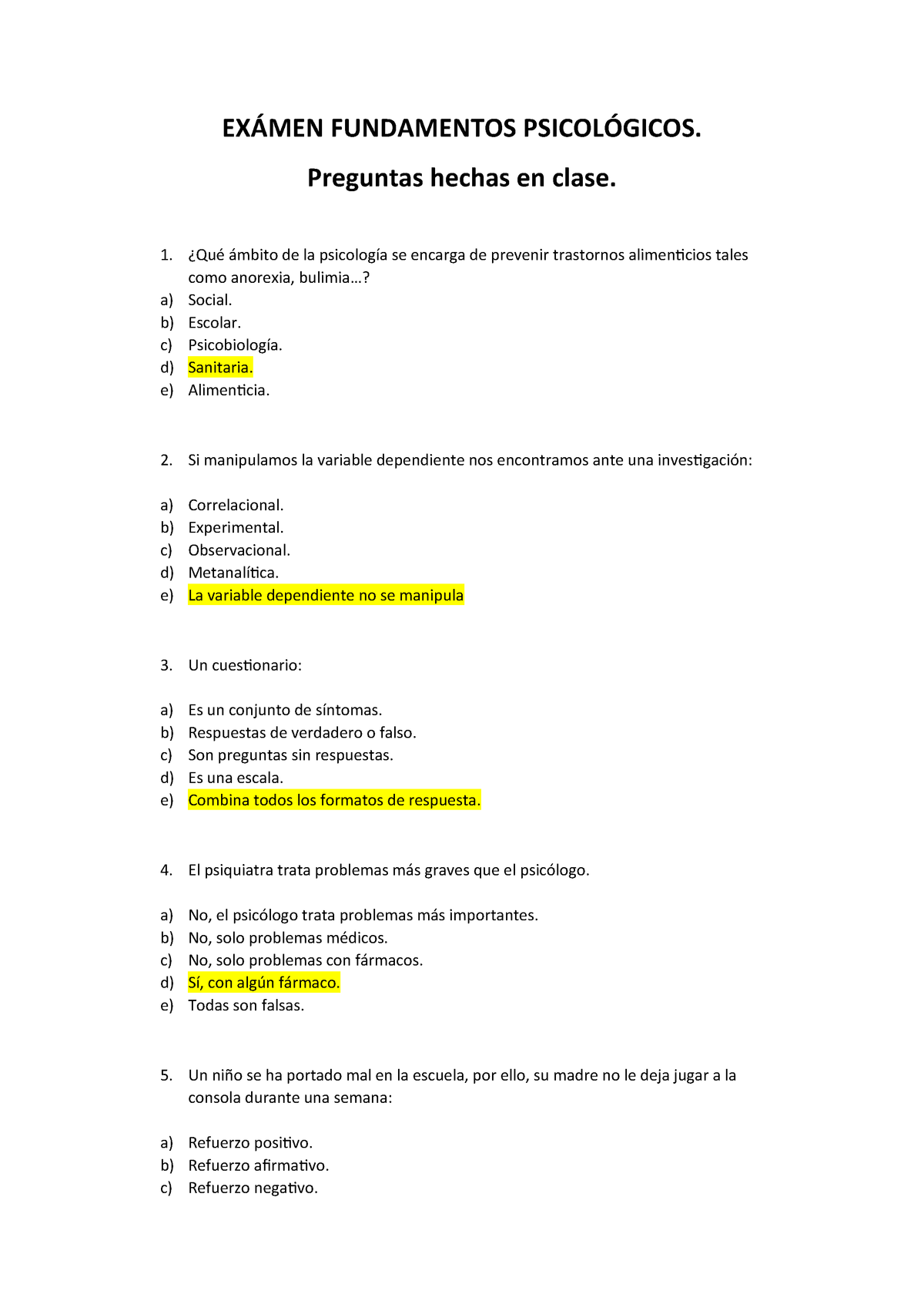 Examen de muestra/práctica 2017, preguntas y respuestas ...