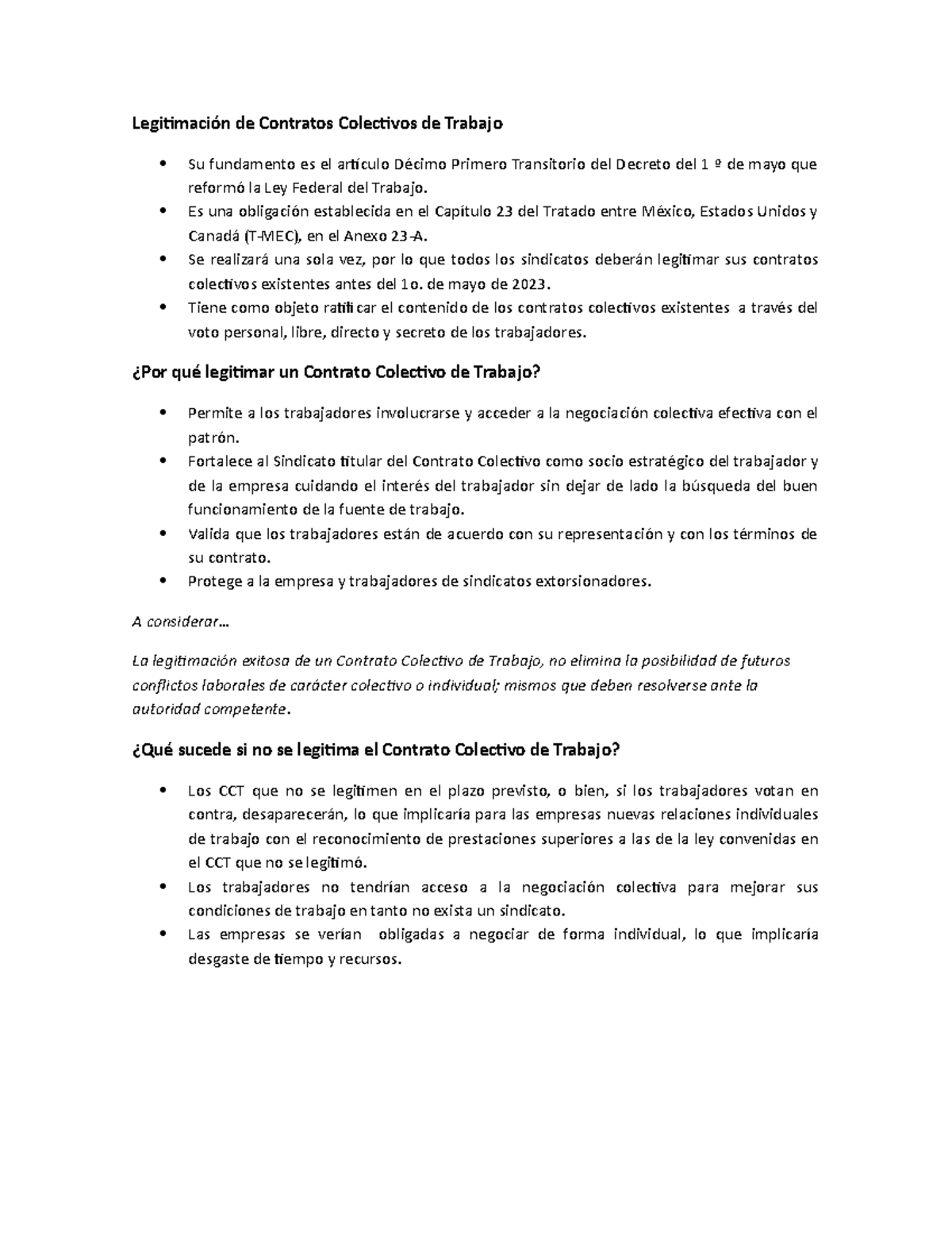 Legitimación De Contratos Colectivos De Trabajo Es Una Obligación