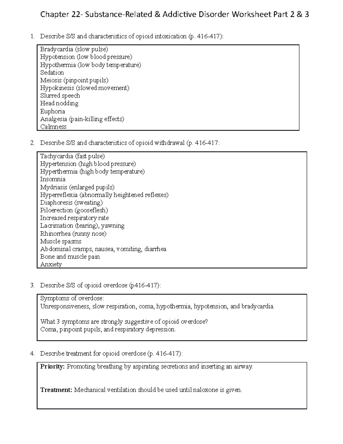 Worksheet Chemical Substance Abuse Assignment on Psychiatric Mental ...