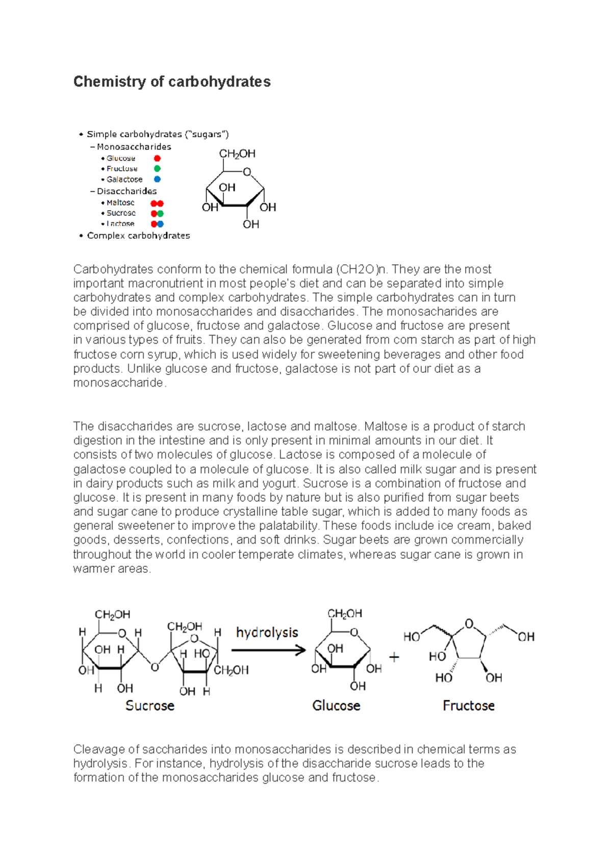 Chemistry of carbohydrates Chemistry of carbohydrates Carbohydrates