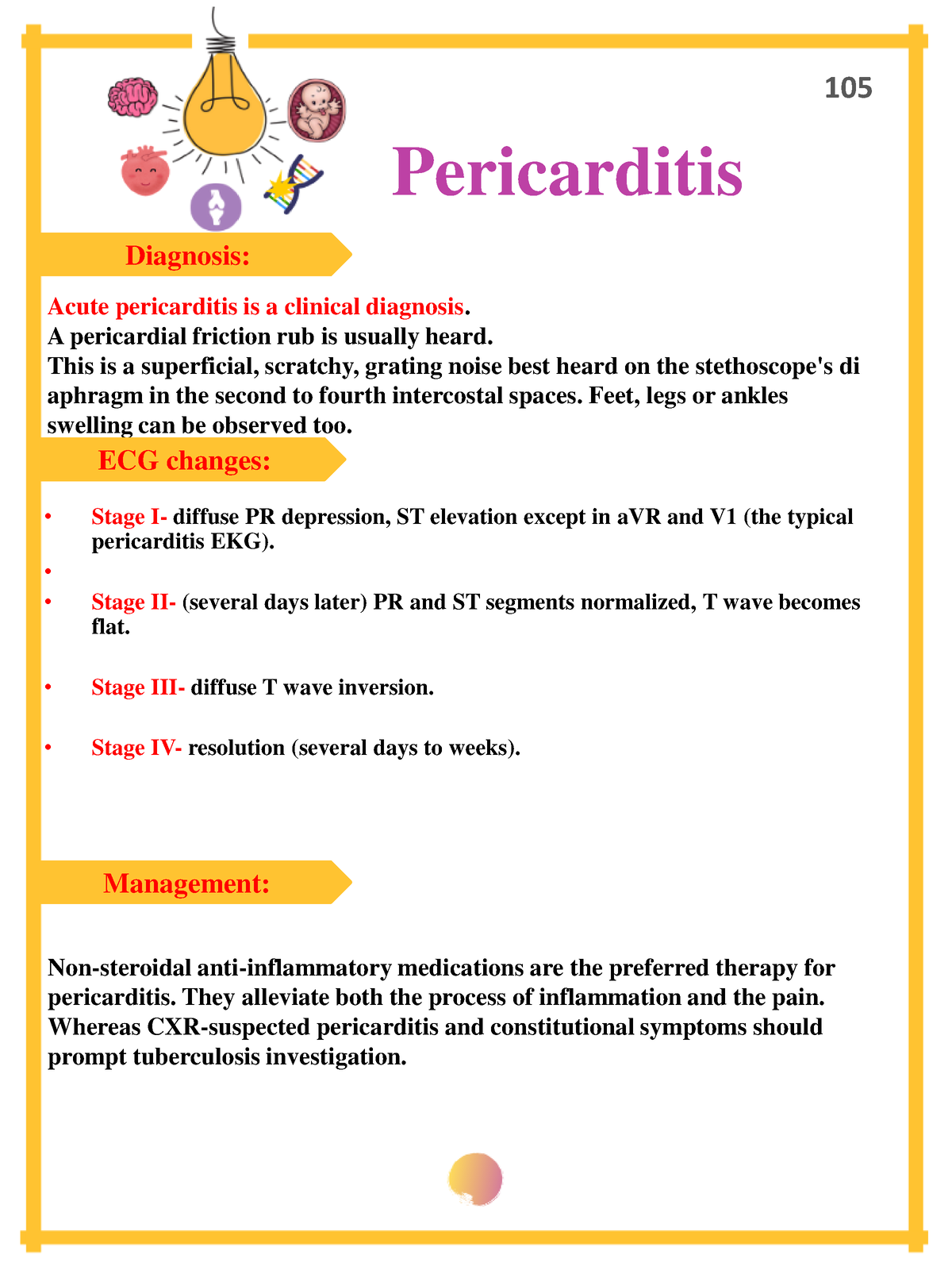 Cardiology-27 - Cardiology - Pericarditis Diagnosis: Management: Acute ...