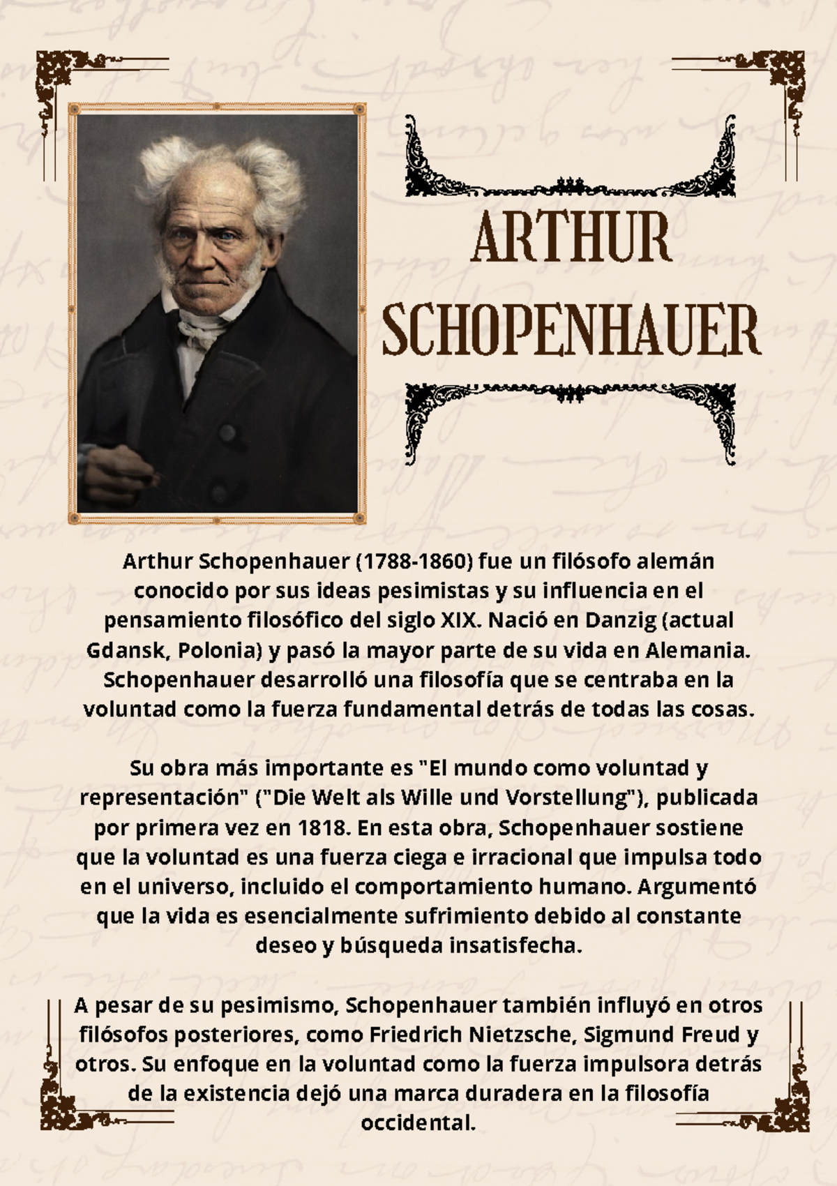 Arthur Schopenhauer - Valores - Arthur Schopenhauer (1788-1860) fue un ...