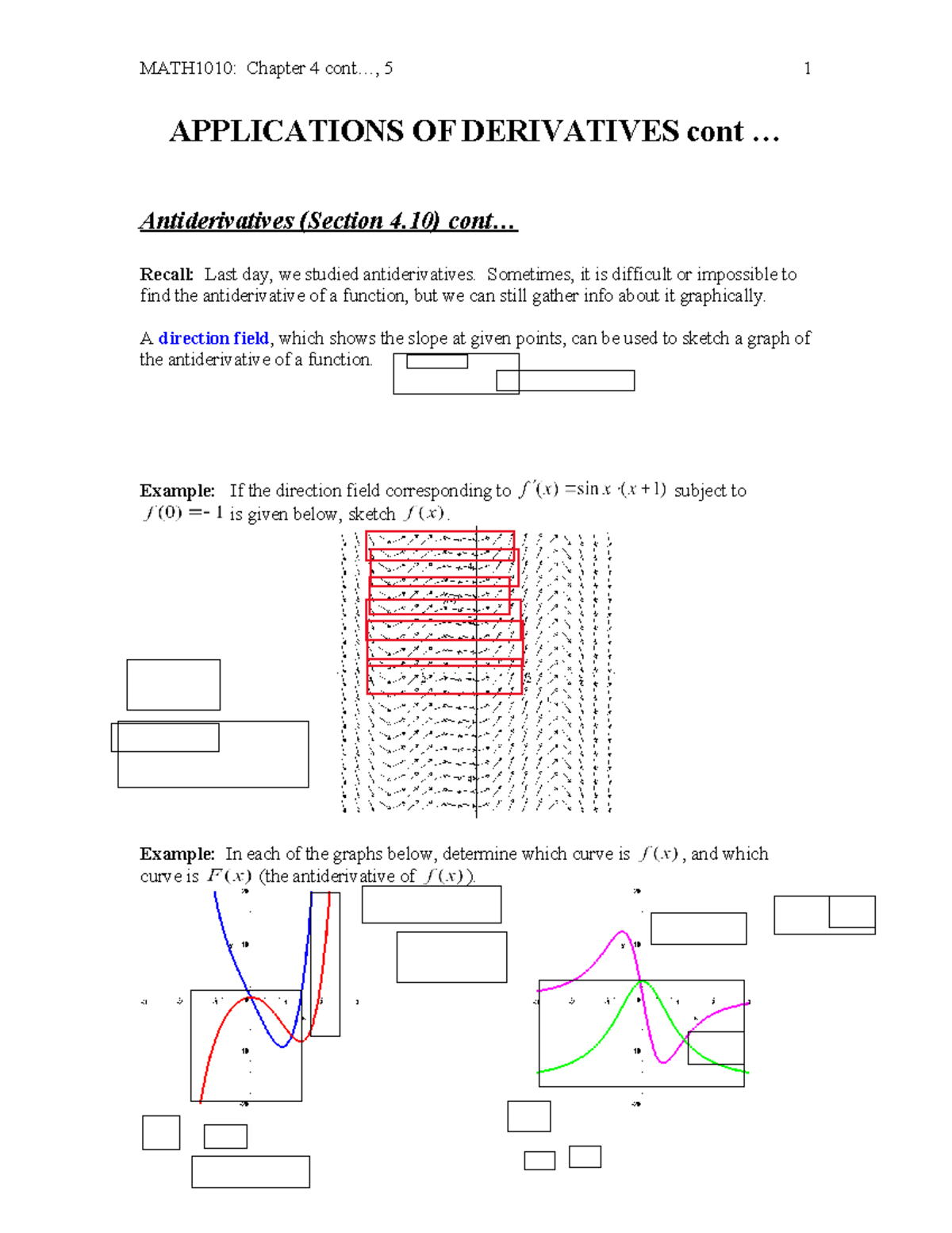 Calculus Lecture 16 - Notes - APPLICATIONS OF DERIVATIVES Cont ...