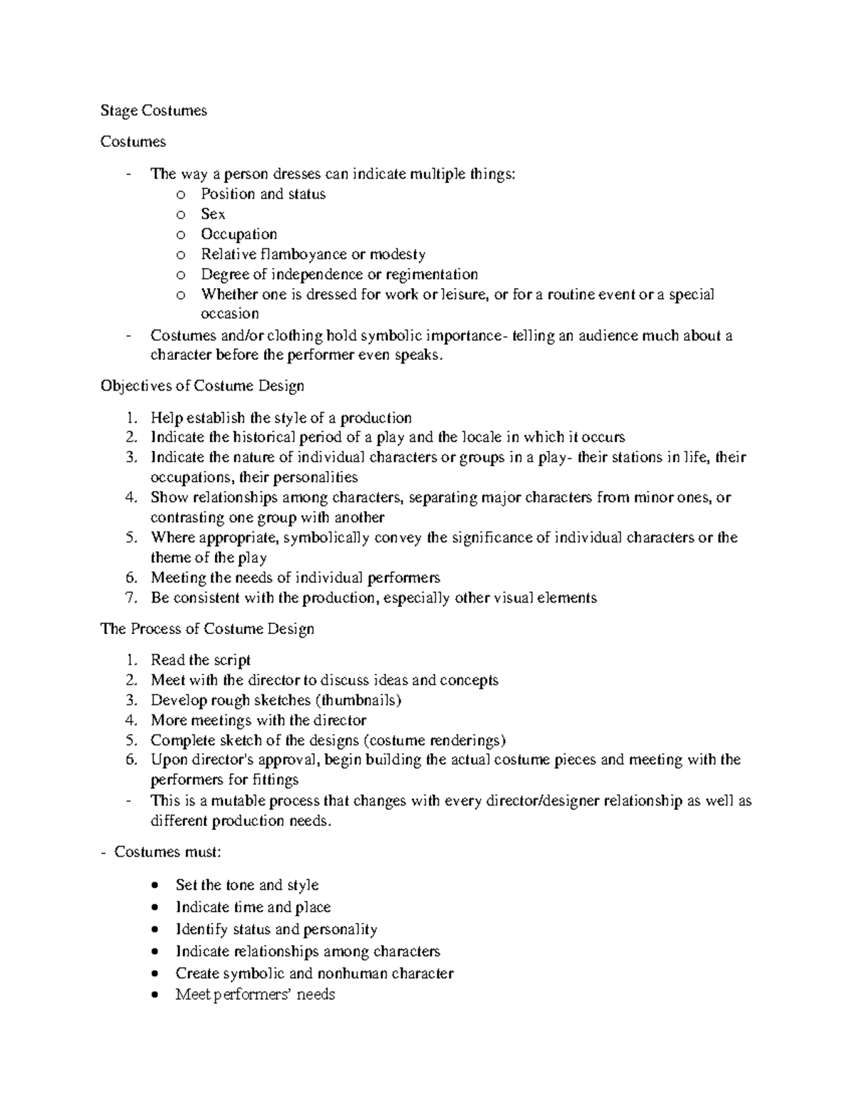 Stage Cosstumes-2 - Lecture notes, test review outline - Stage Costumes ...