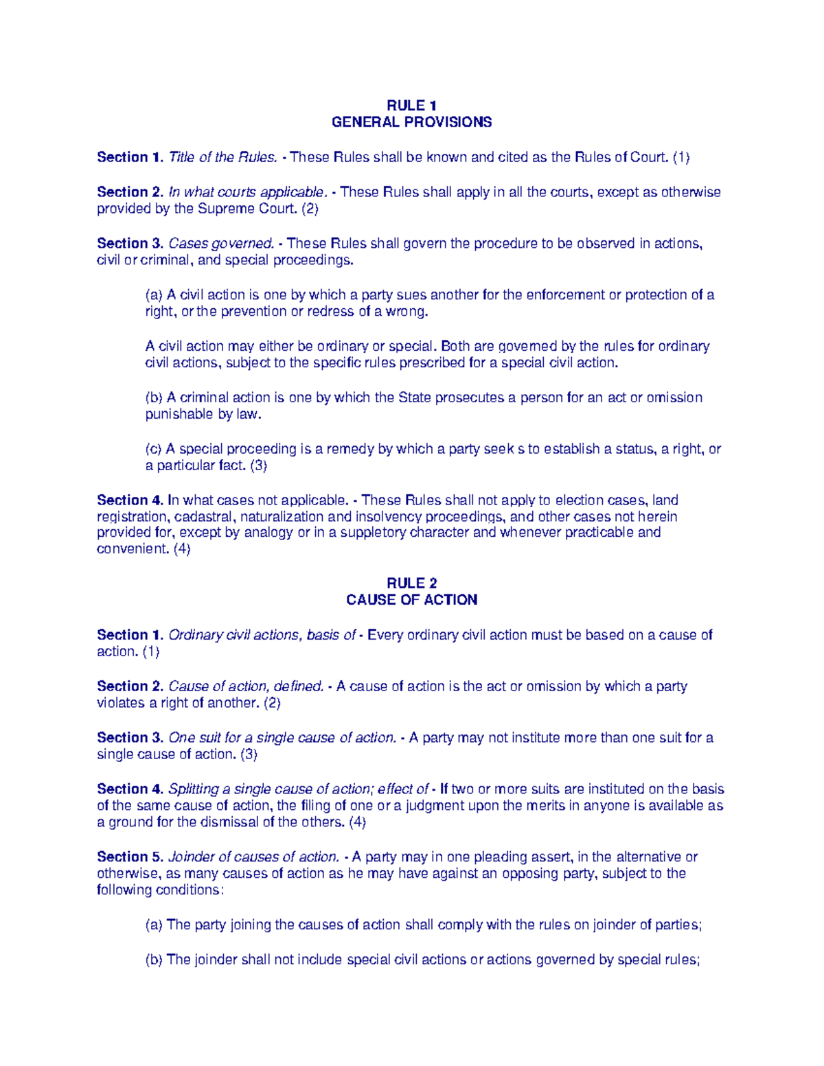 Rule 1-29 - nothing - RULE 1 GENERAL PROVISIONS Section 1. Title of the ...