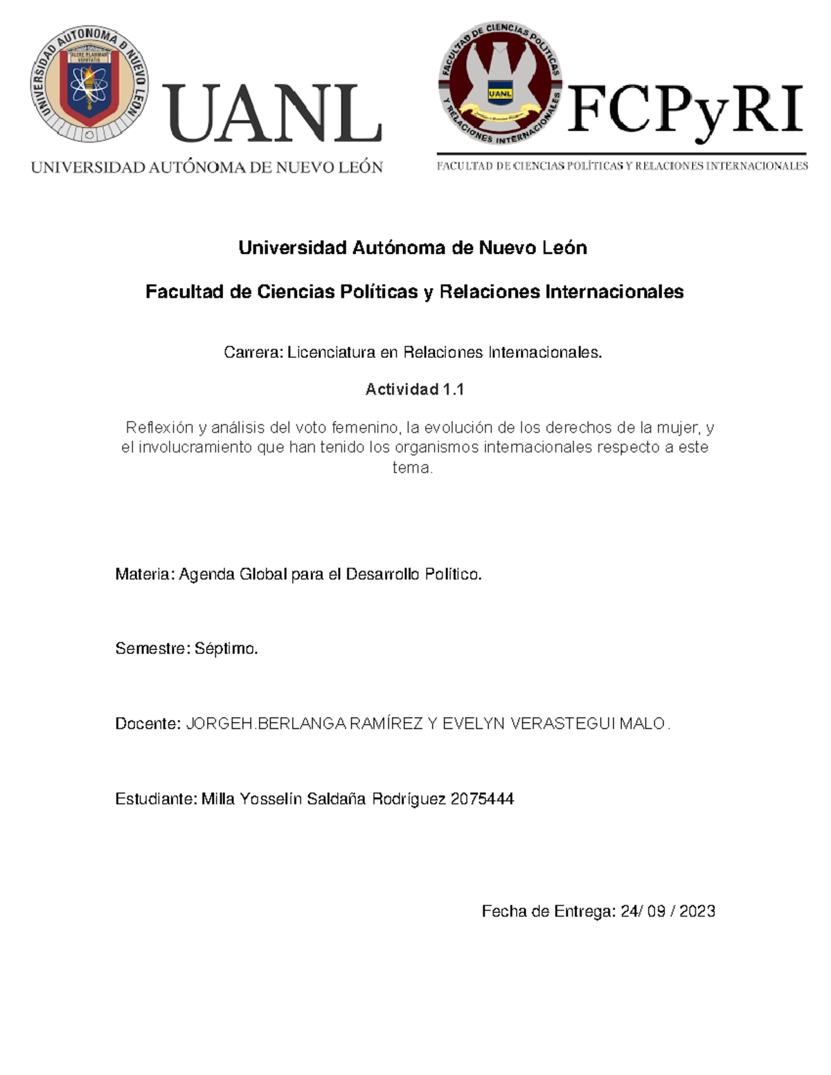Actividad 1 - Universidad Autónoma de Nuevo León Facultad de Ciencias ...