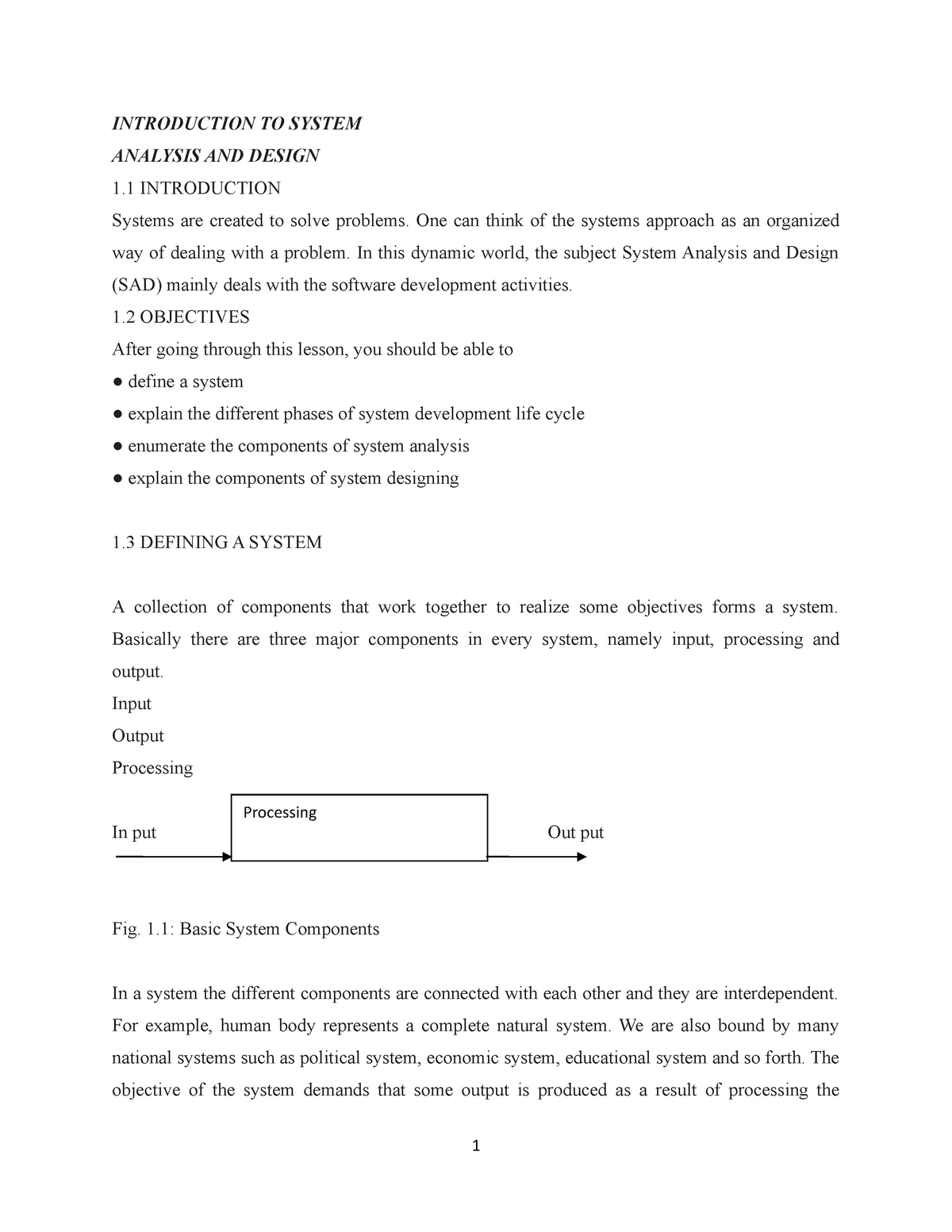 System Analysis And Designintroduction - INTRODUCTION TO SYSTEM ...