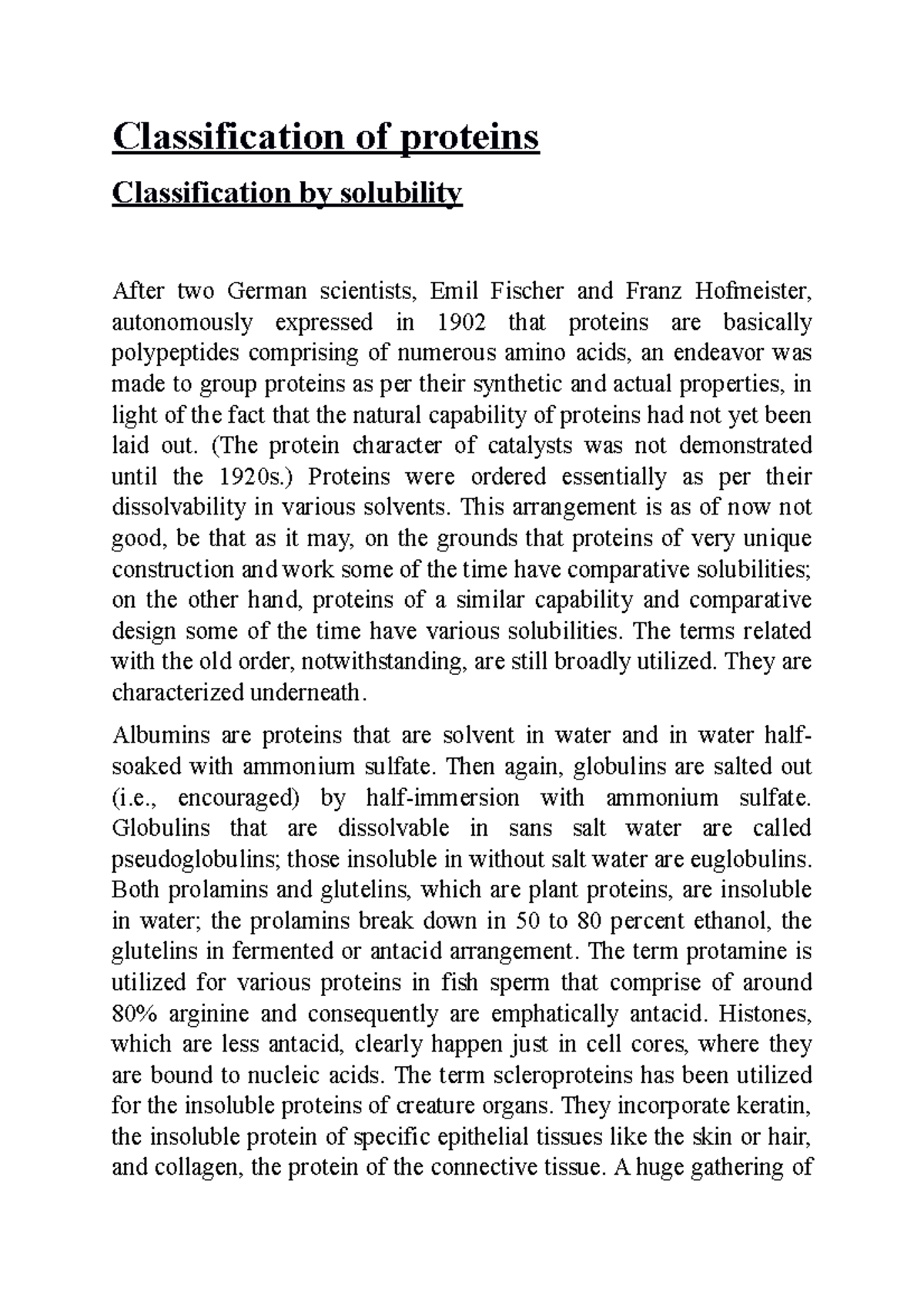 Classification of proteins - Classification of proteins Classification ...