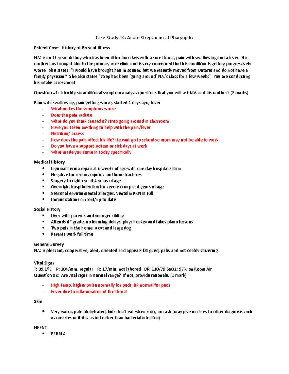 case study 92 acute streptococcal pharyngitis