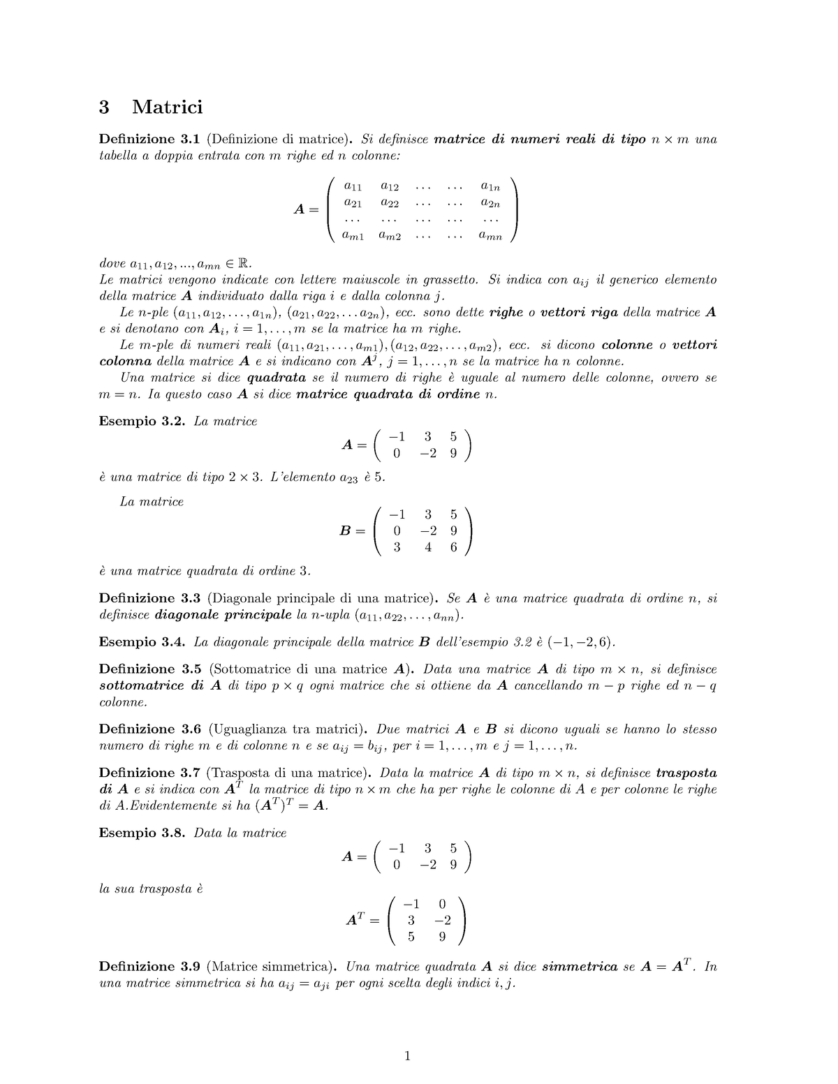 3 Matrici 3 Matrici Definizione 3definizione Di Matricesi Definiscematrice Di Numeri Reali 9435