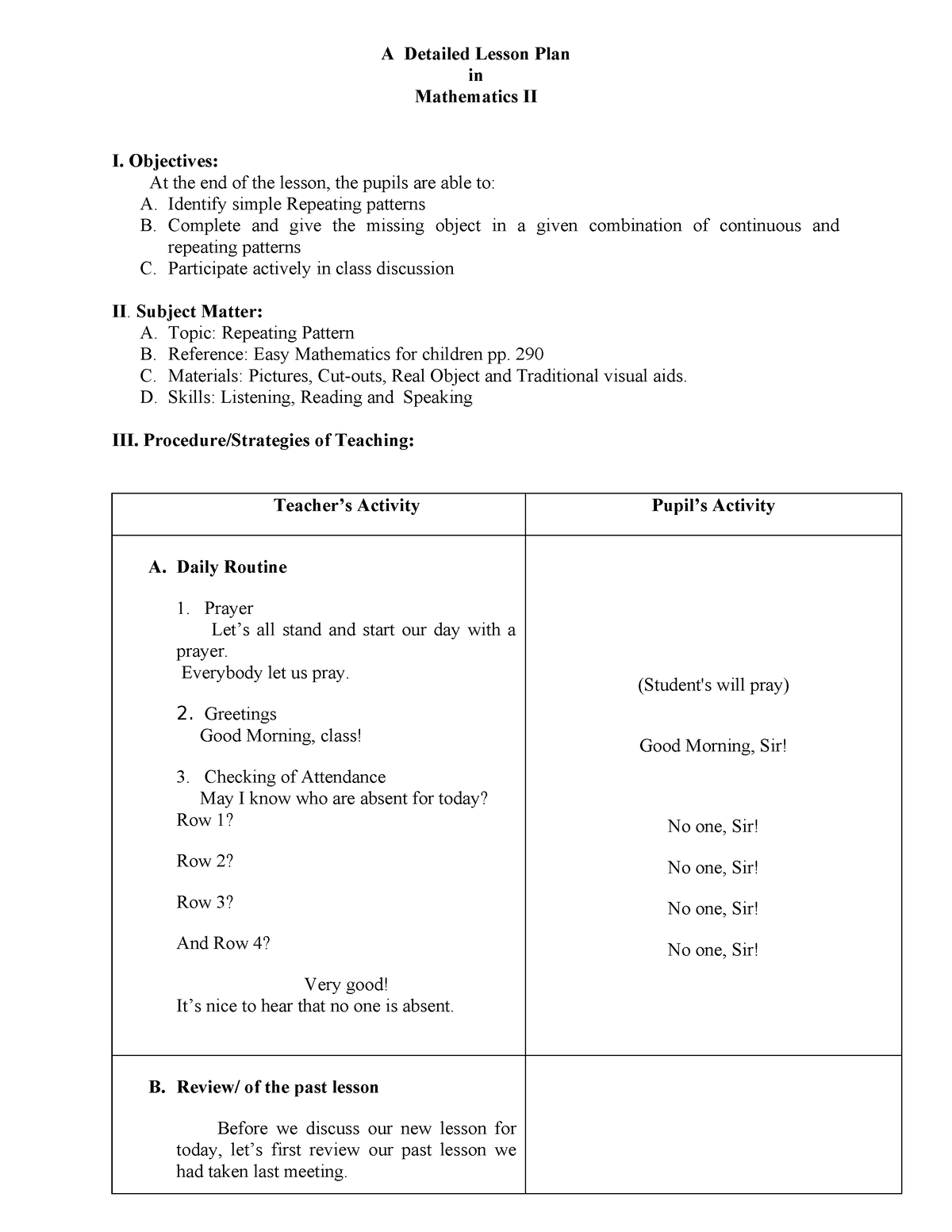 A Detailed Lesson Plan Repaired Repaired - A Detailed Lesson Plan in ...