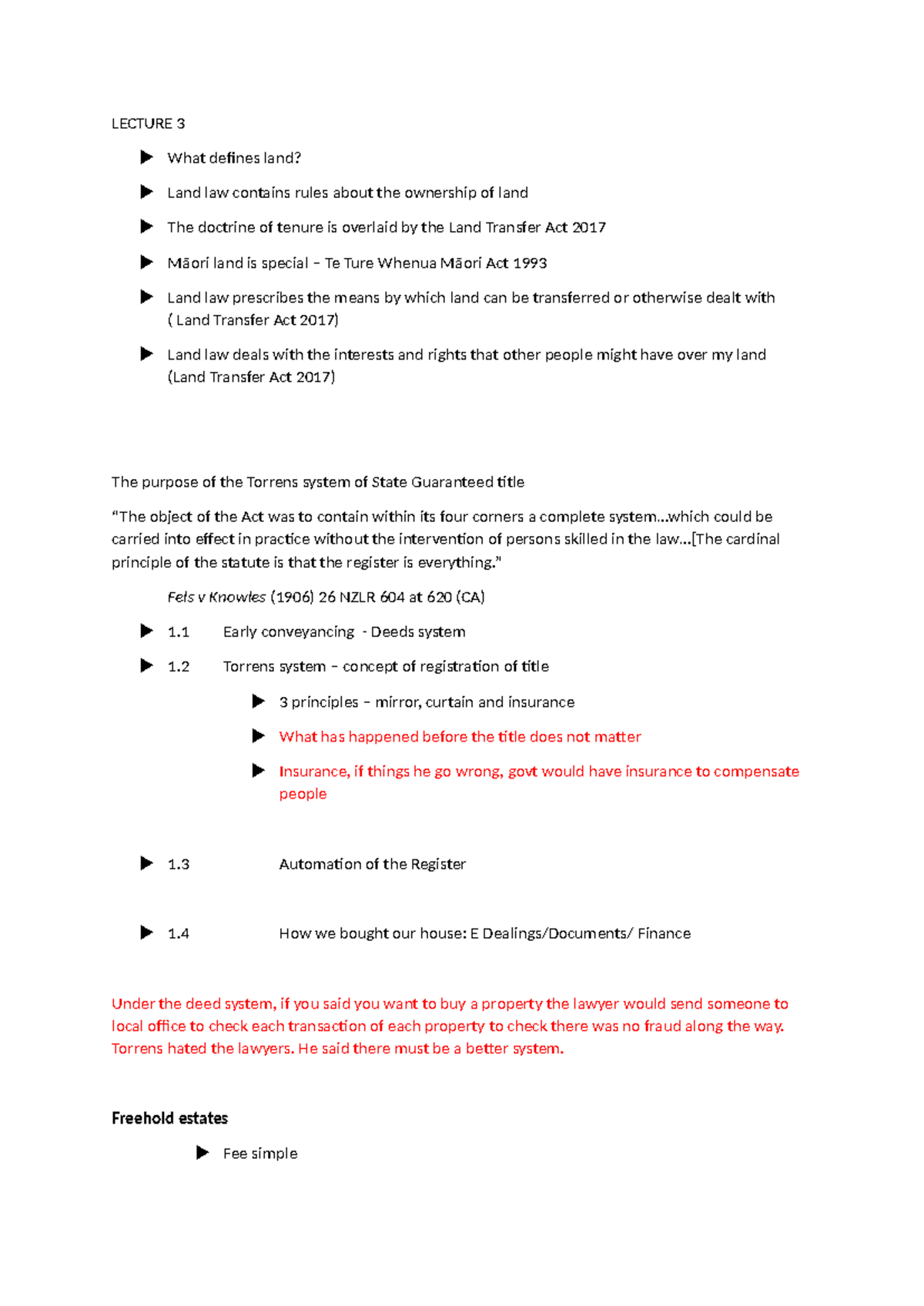 Lecture 3 - notes - LECTURE 3 What defines land? Land law contains ...