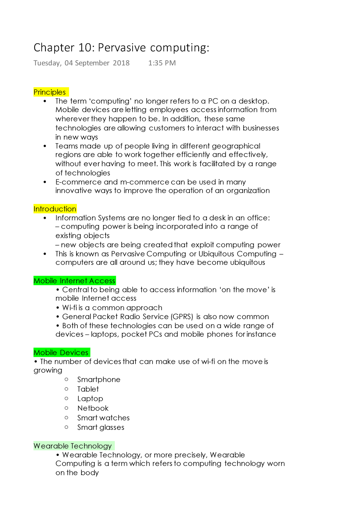 Chapter 10 Pervasive computing Chapter 10 Pervasive 