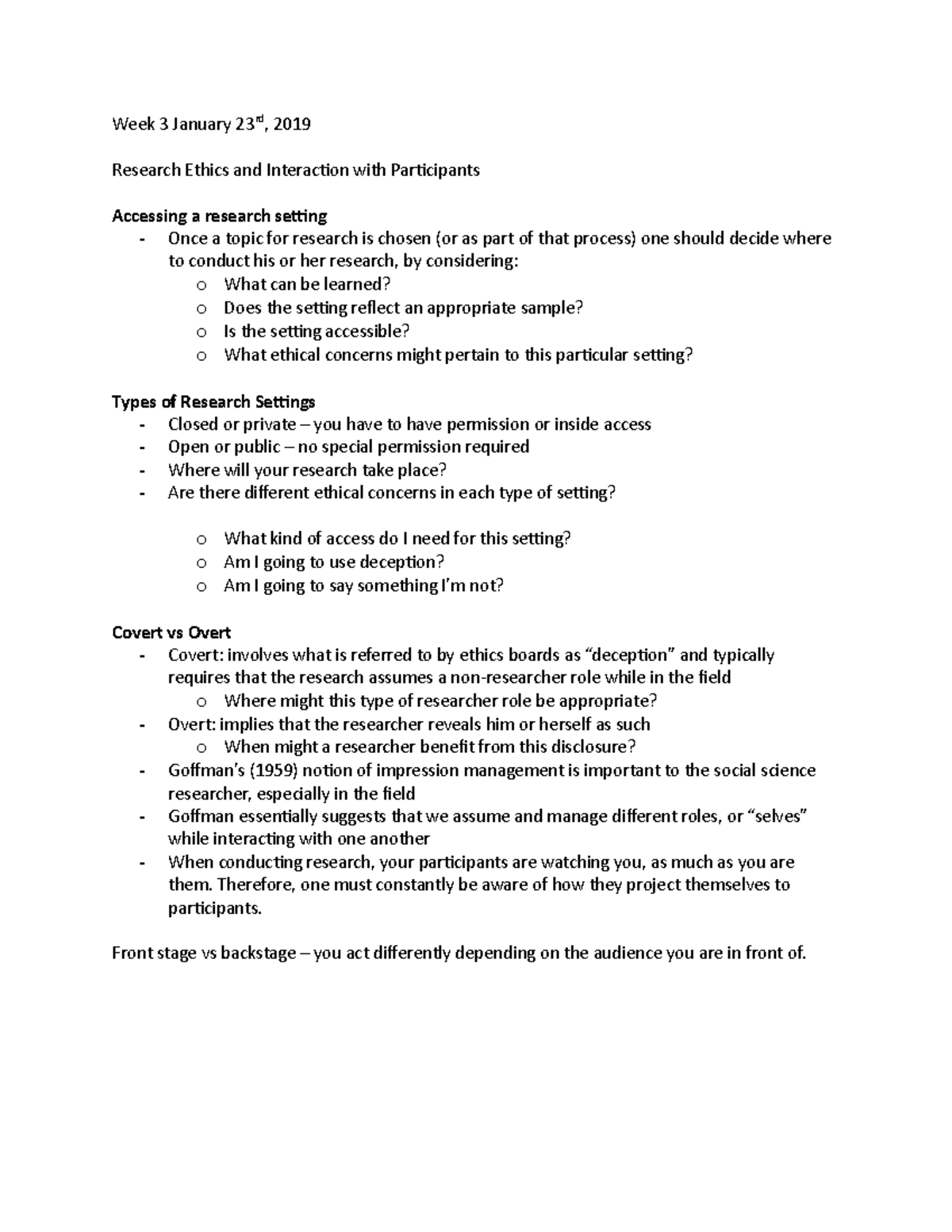 Week 3 - January 23rd - Lecture notes 3 - Week 3 January 23rd, 2019 ...