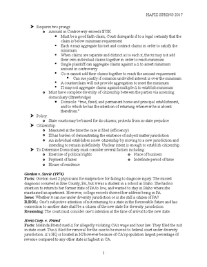 Civil Procedure Law Outline - 3 - Joinder Rule 18(a) allows a π to ...