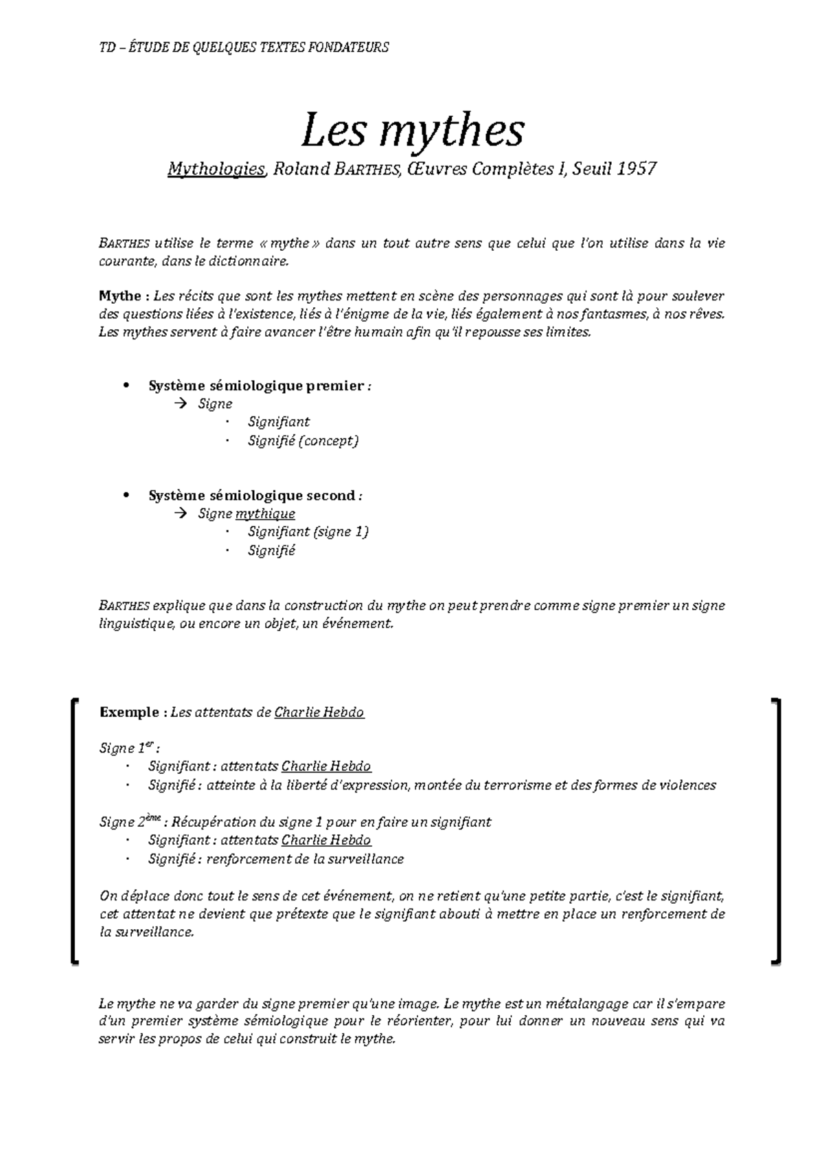 3 - Les Mythes - Notes De Cours Étude De Quelques Textes Fondateurs ...