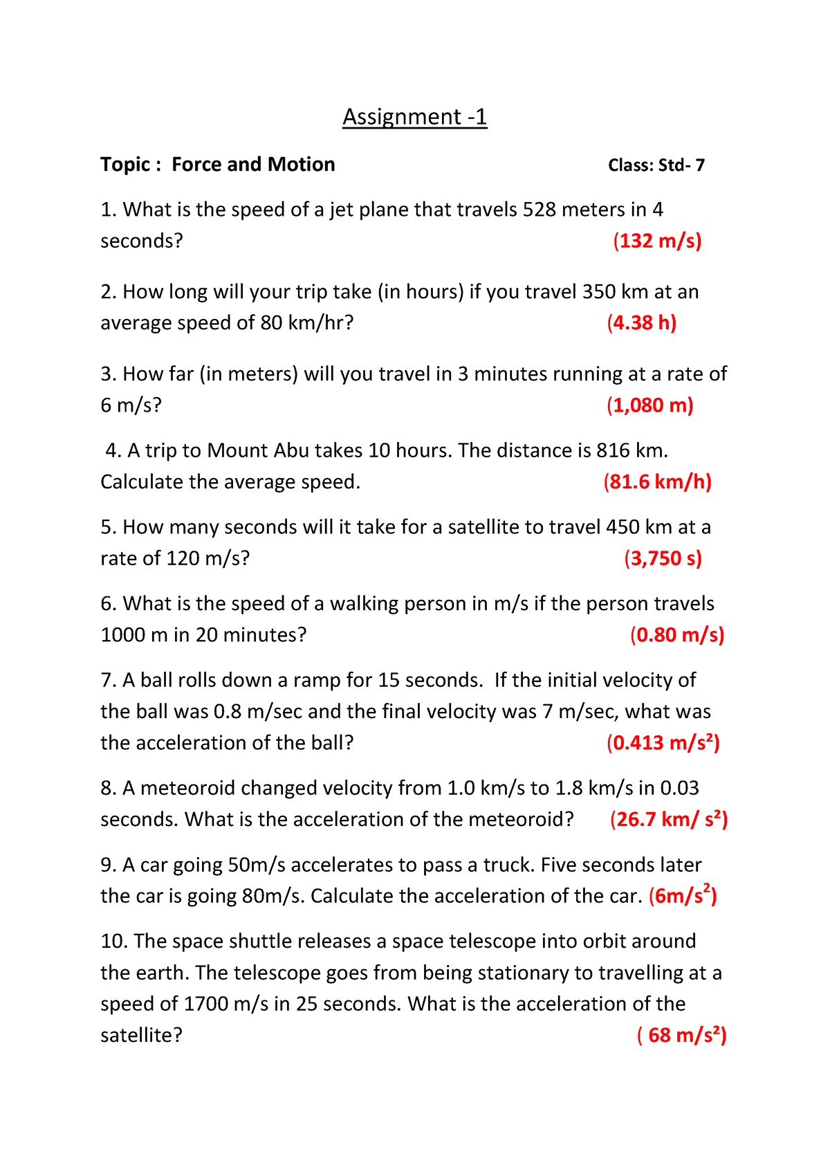 written assignment for fundamental unit of life and motion