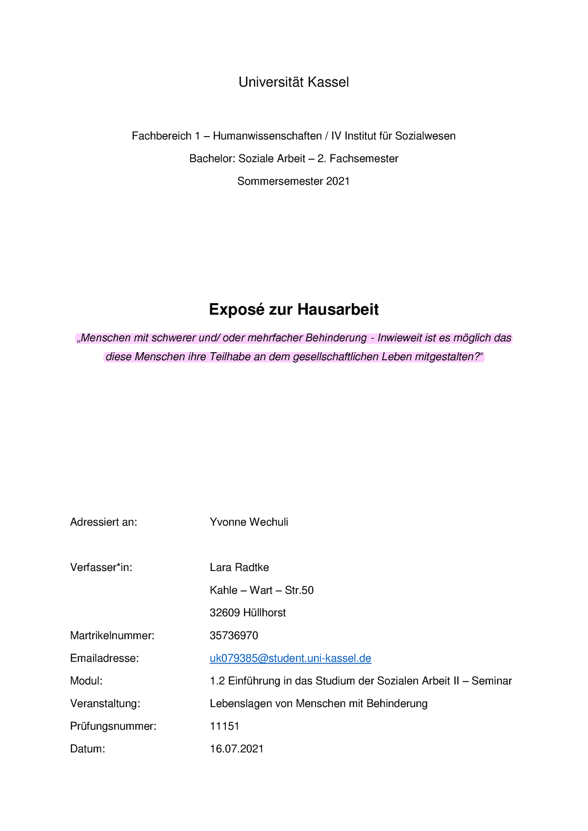 uni kassel expose dissertation