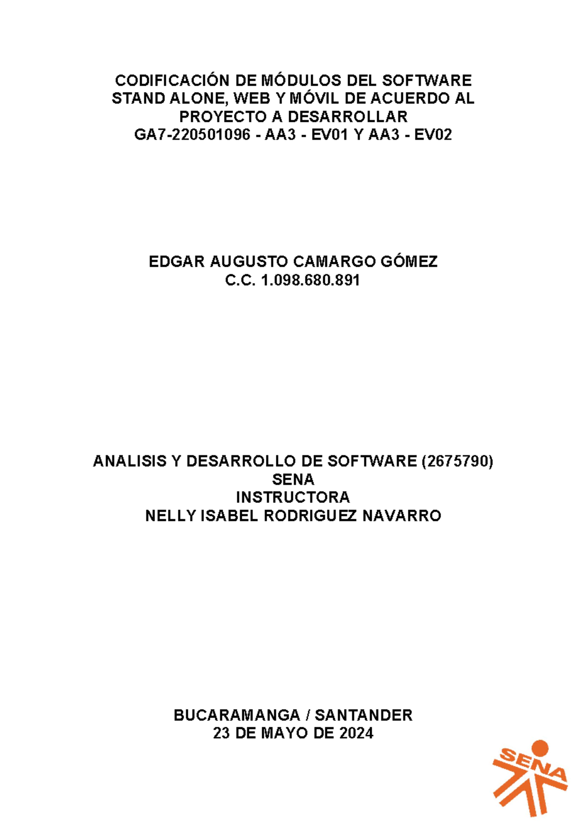 Codificación DE Módulos DEL Software Stand Alone Ev 01 - 02 ...
