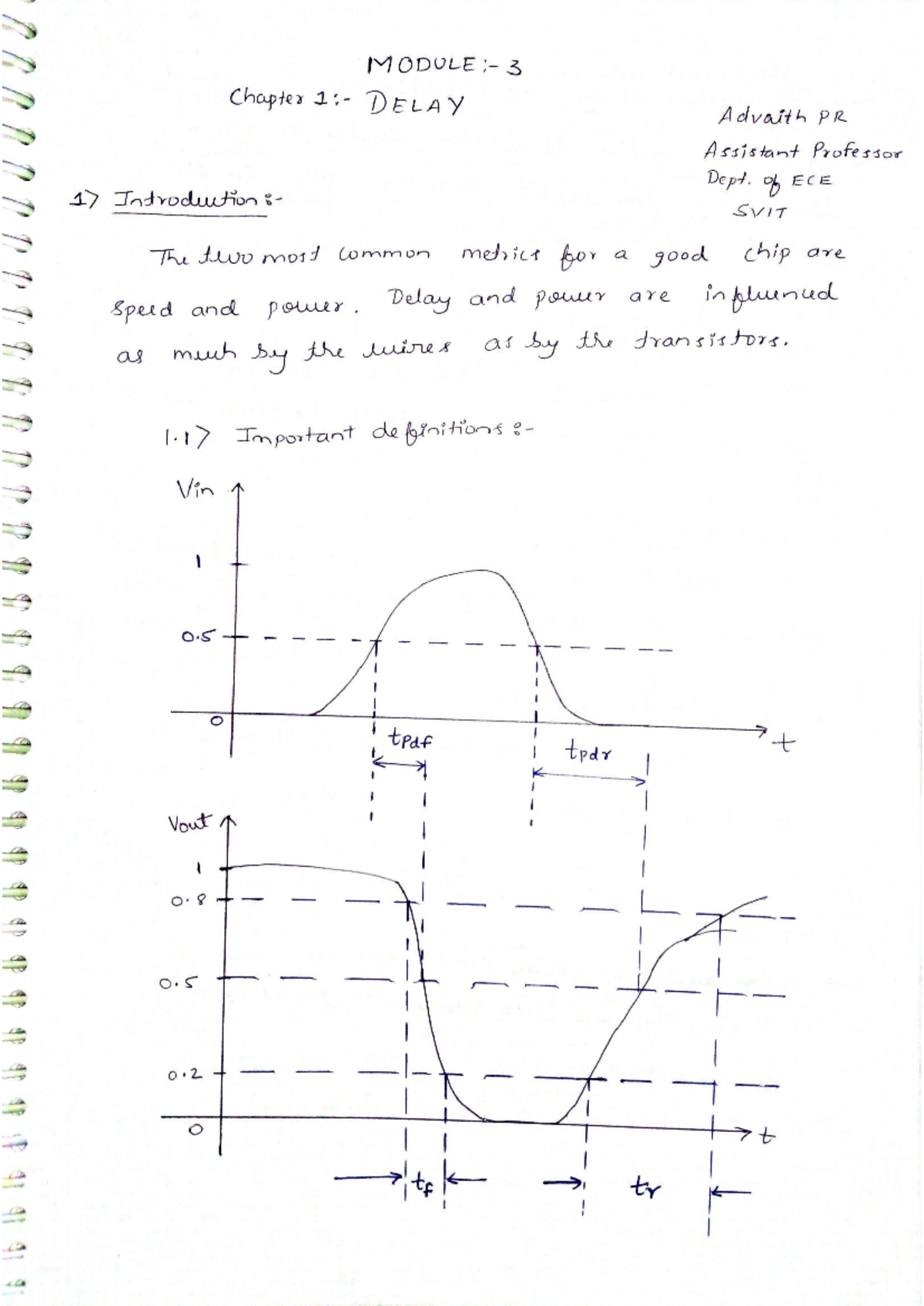 VLSI M-2 Notes-Part-2 - MODULE 3 Chapter DELAY Advaith PR Assistant ...