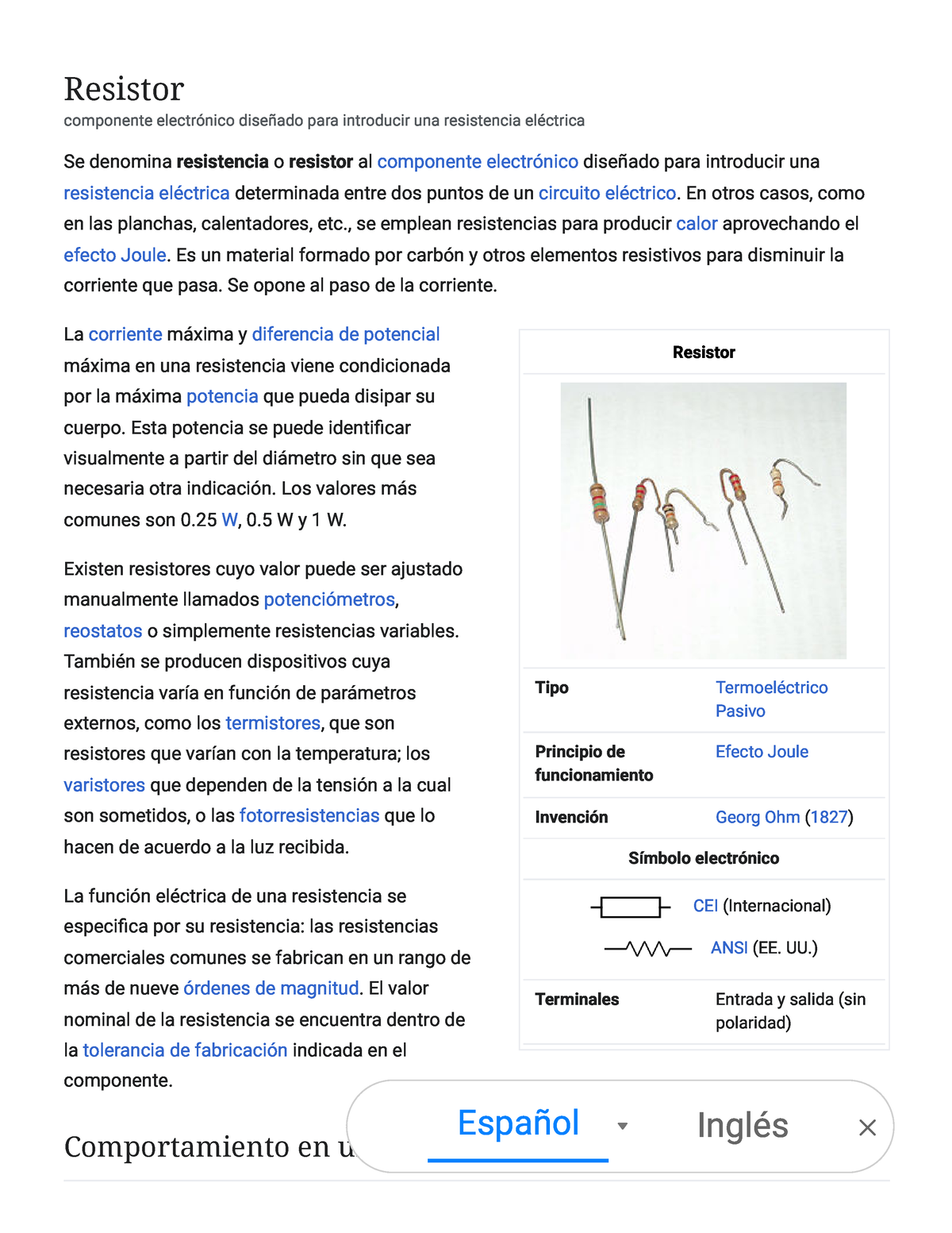 Resistor - Wikipedia, la enciclopedia libre