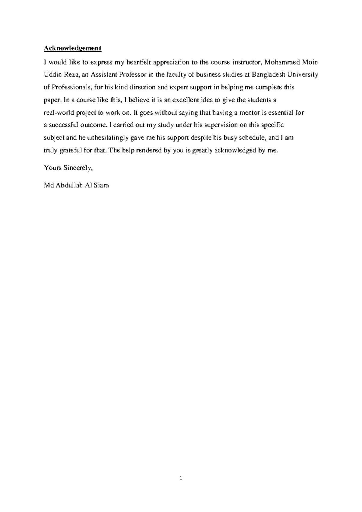 POA term paper - Acknowledgement I would like to express my heartfelt ...