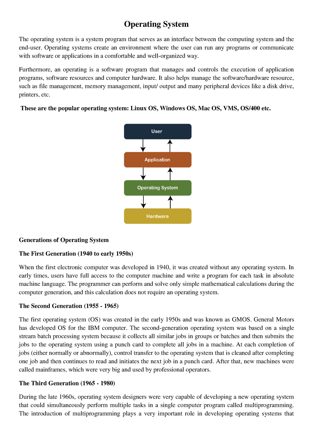 Operating System - Operating System The Operating System Is A System ...