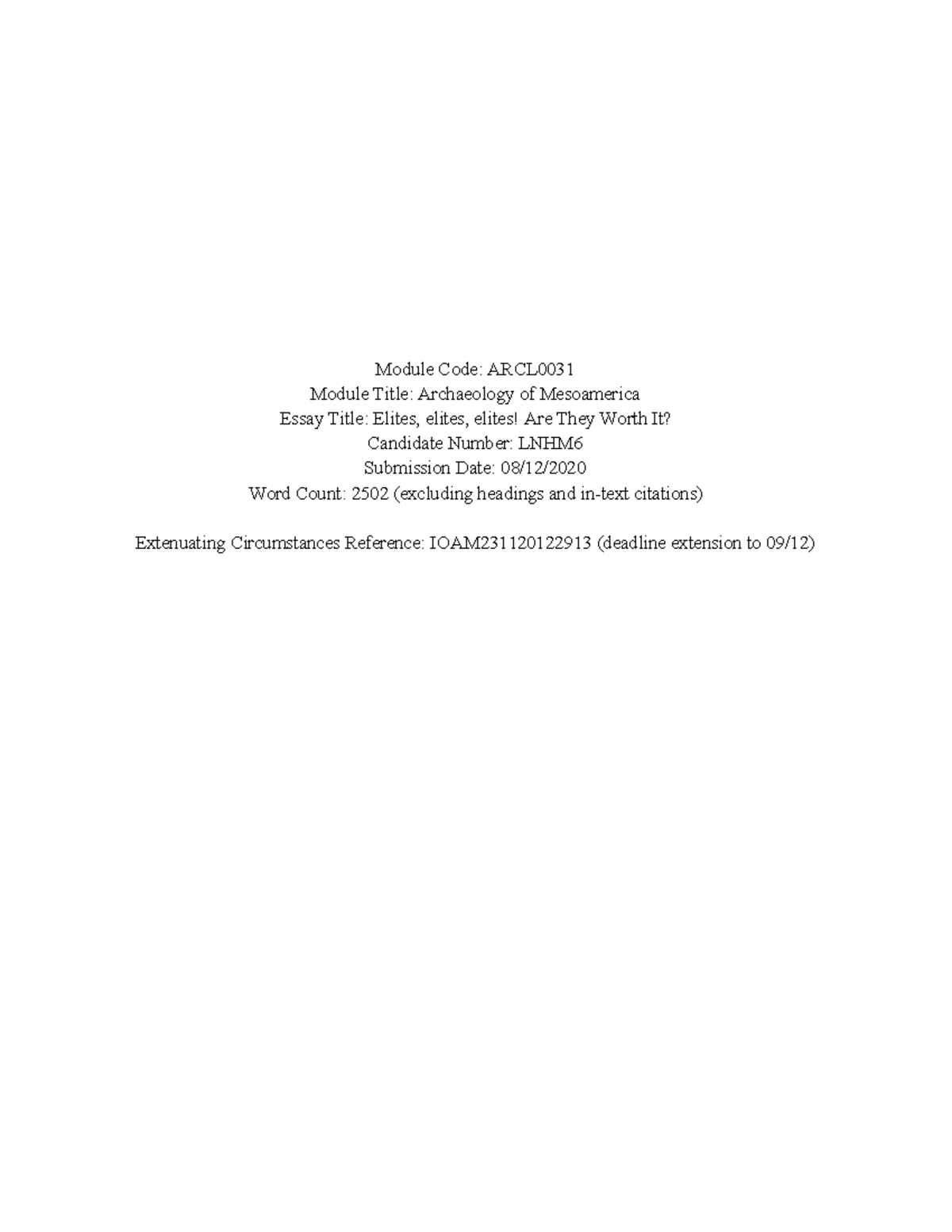 Archaeology Essay Module Code ARCL Module Title Archaeology of Mesoamerica Essay Title