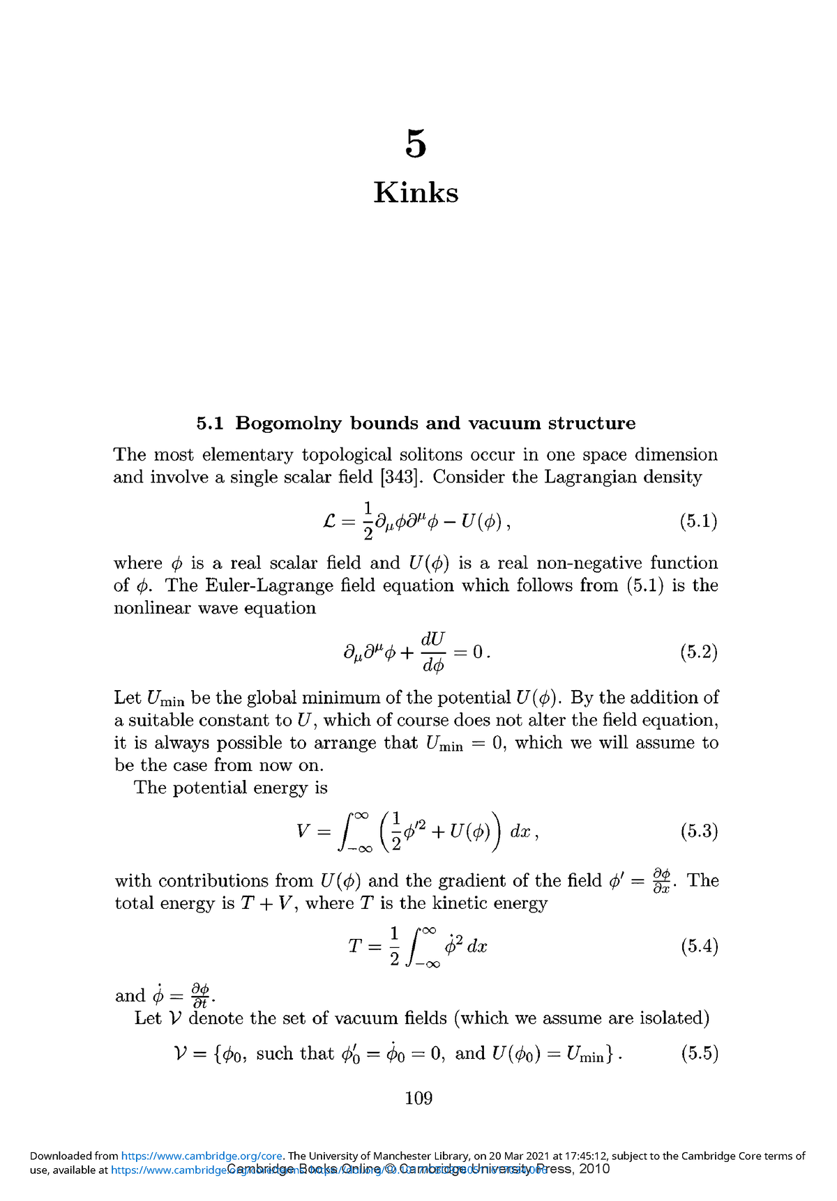 Kinks - 5 Kinks 5 Bogomolny Bounds And Vacuum Structure The Most ...