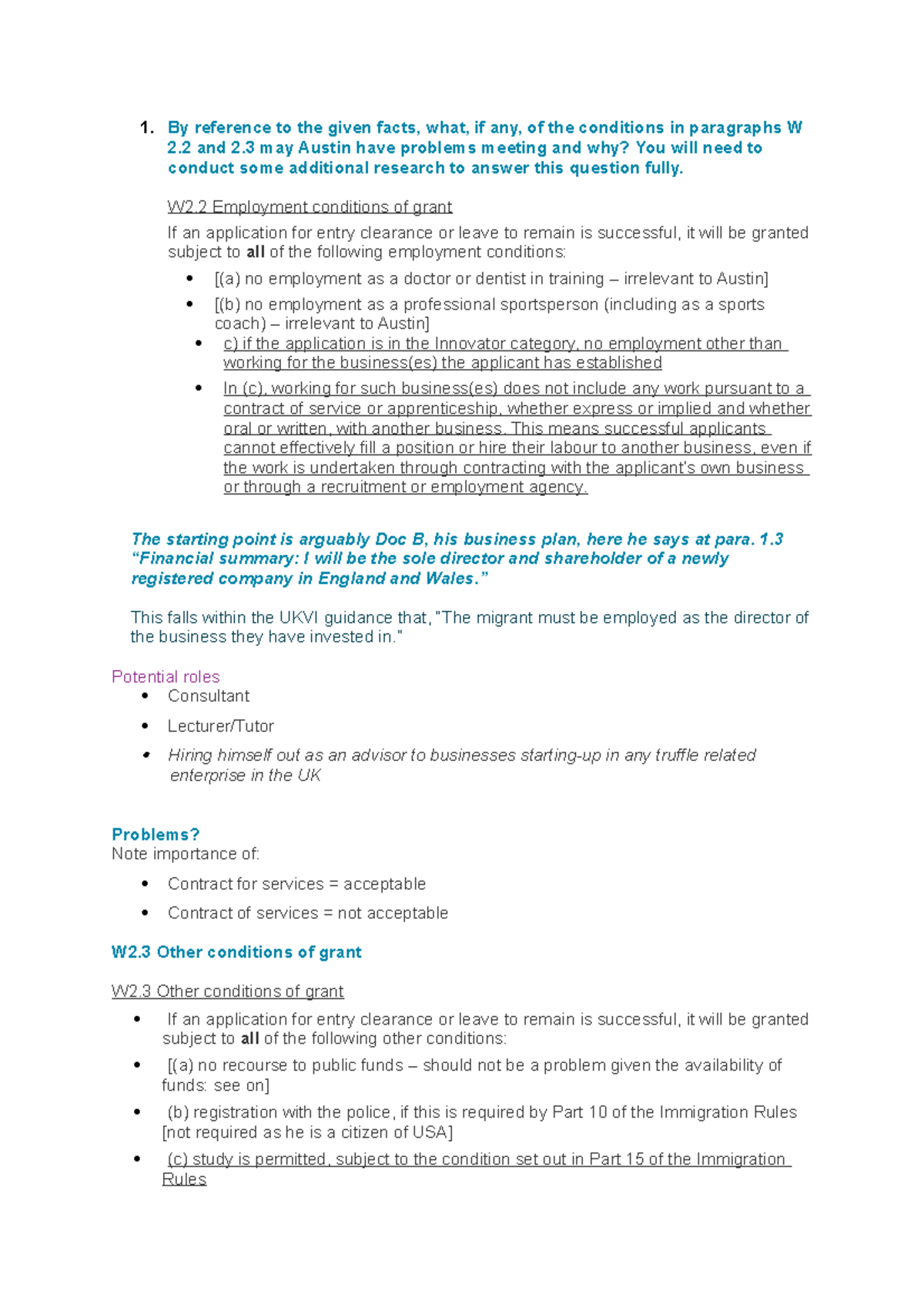 WS 4 prep task 1 - Preparatory task 1 for workshop 4 immigration law ...