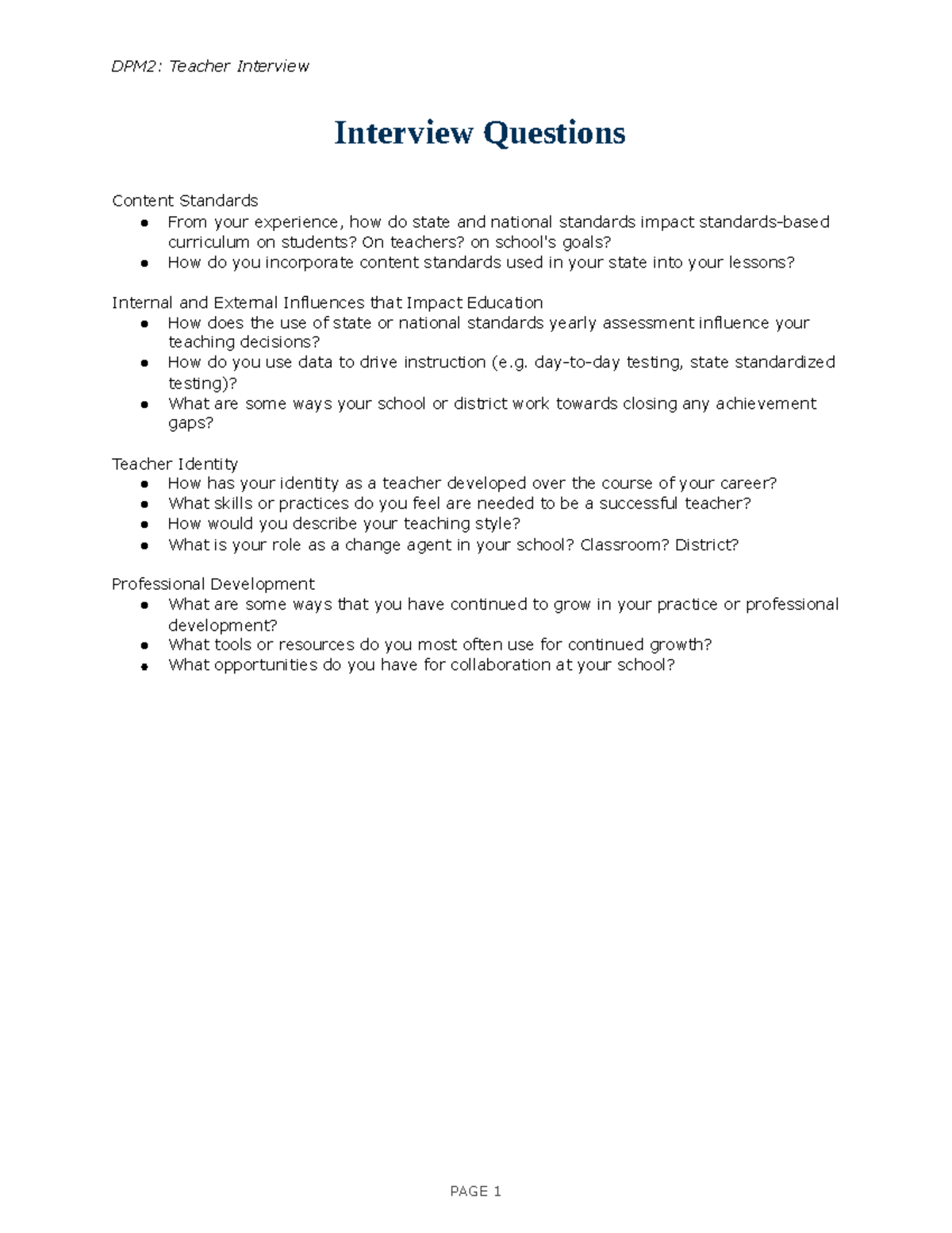 Interview questions - DPM 2 : Teacher Interview Interview Questions ...