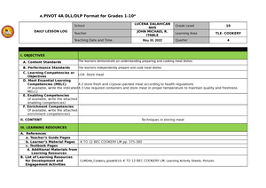 Q1 Grade 9 PE DLL Week 2 - DLL - MONDAY TUESDAY WEDNESDAY THURSDAY I ...