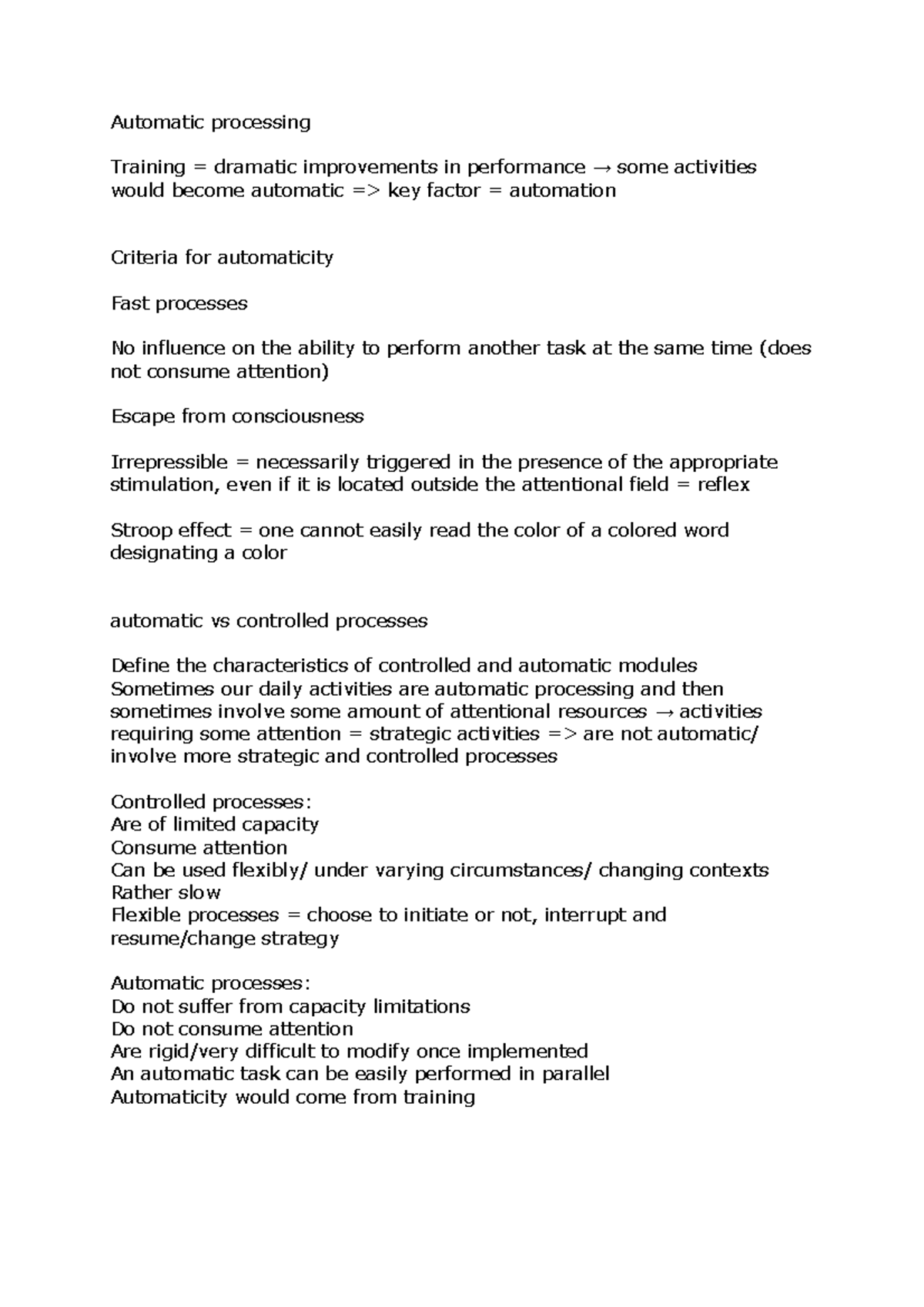 Automatic processing Introduction To Cognitive Psychology Automatic
