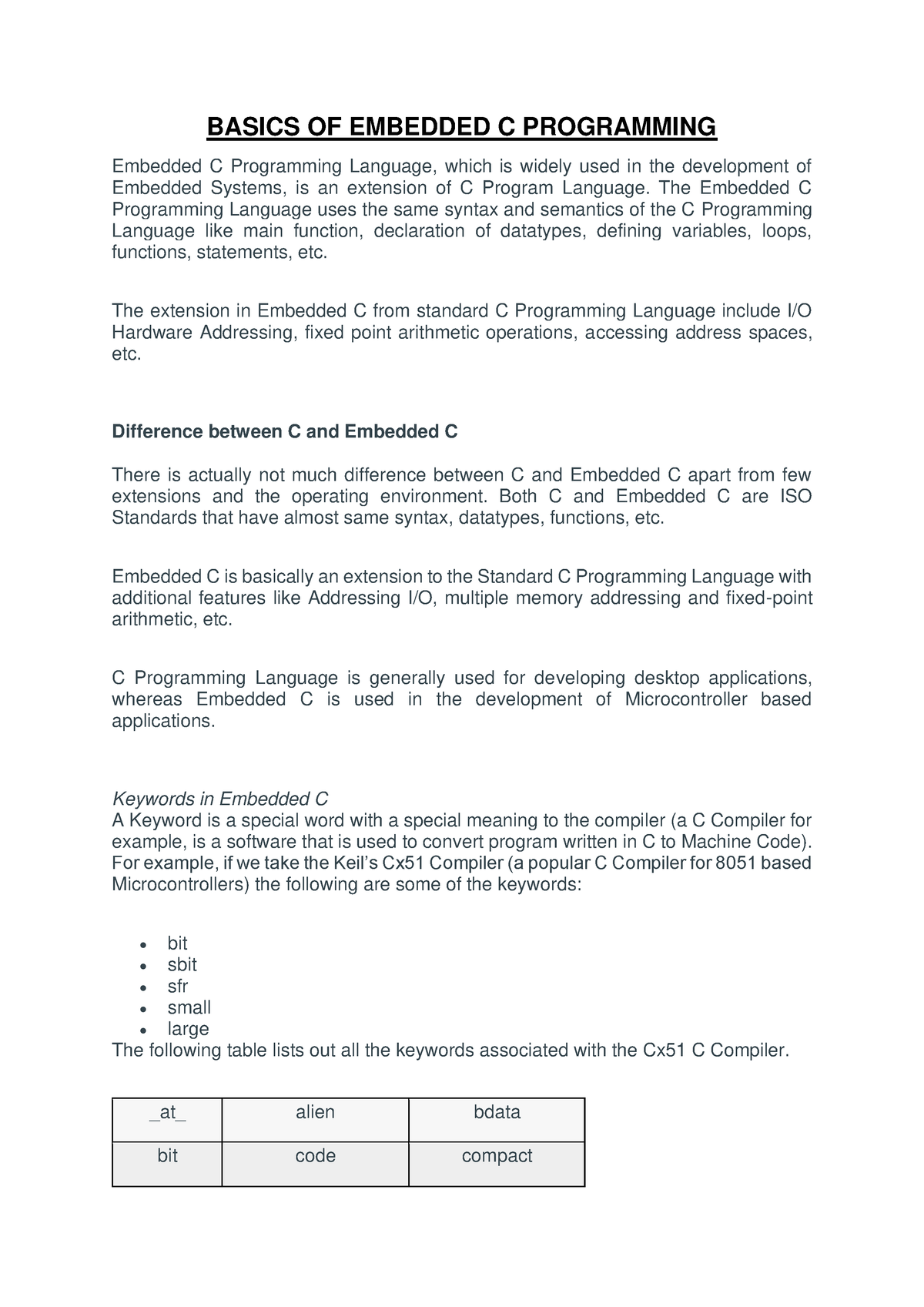 Basics Of Embedded C Programming - BASICS OF EMBEDDED C PROGRAMMING ...