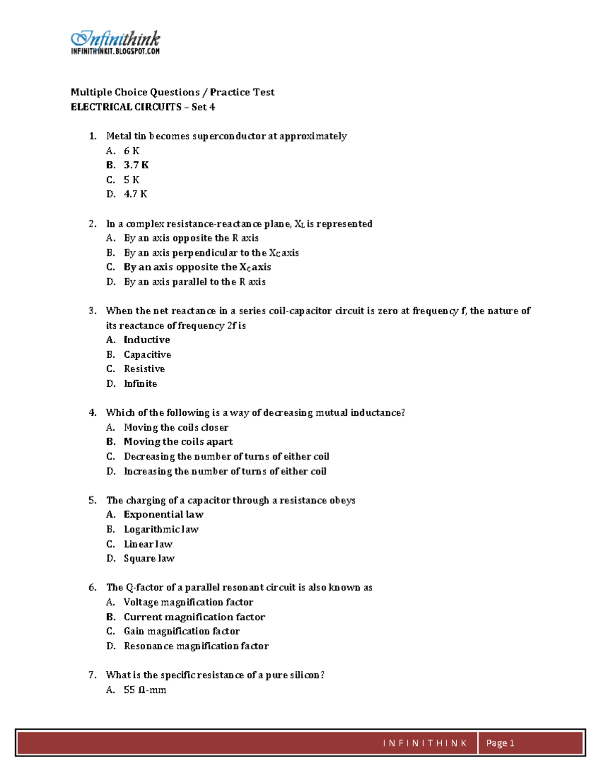 Electrical Engineerieng Objective Problems Multiple Choice 1 - Multiple 