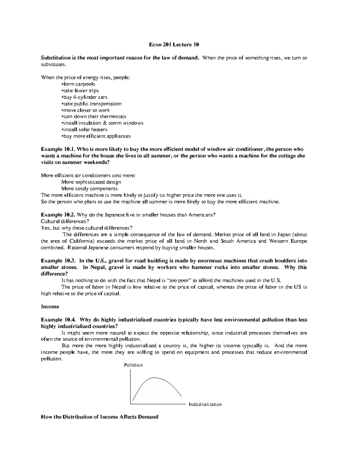 10 econ 201 - Lecture note 10 - Econ 201 Lecture 10 Substitution is the ...