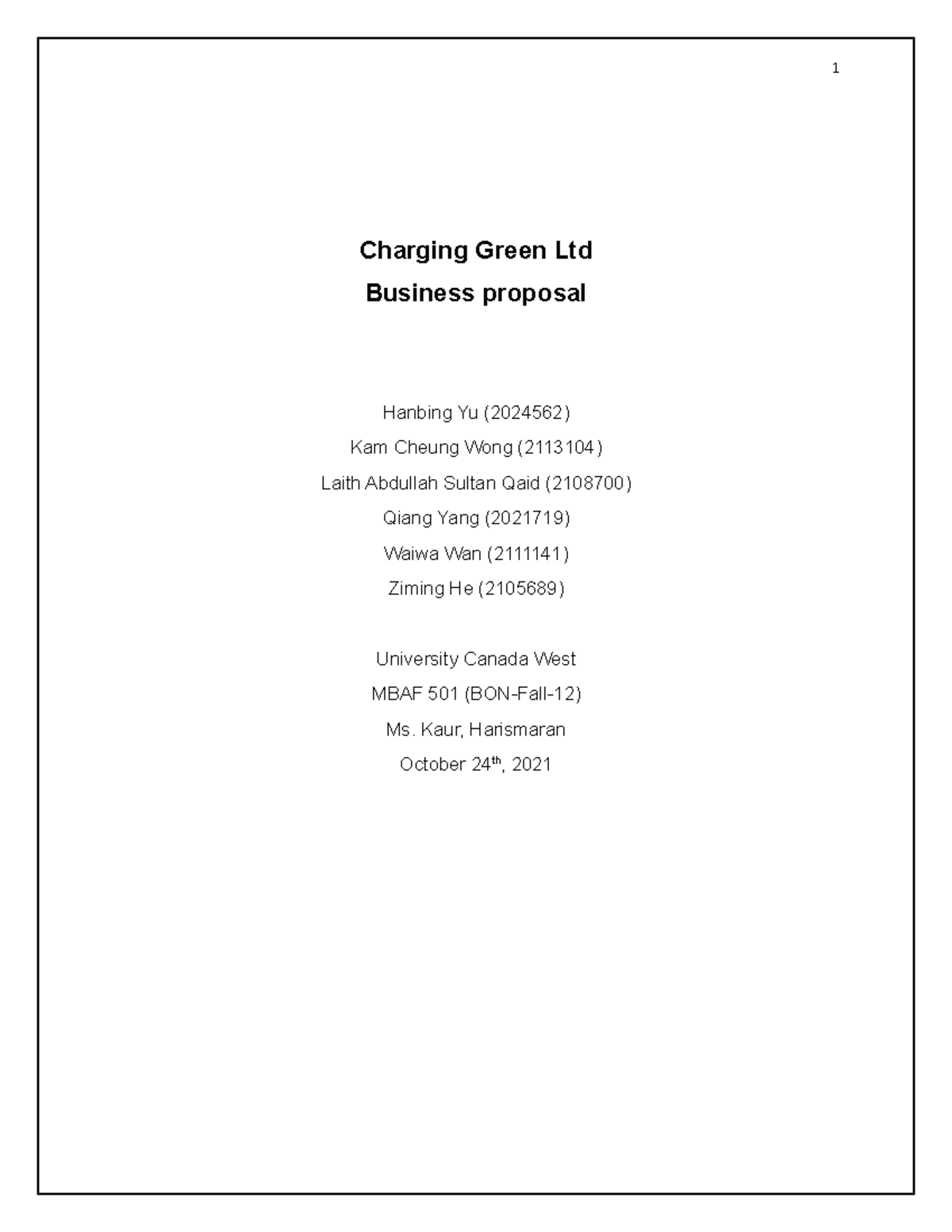 Businesss Proposal of EV charging Stations Final Version Charging